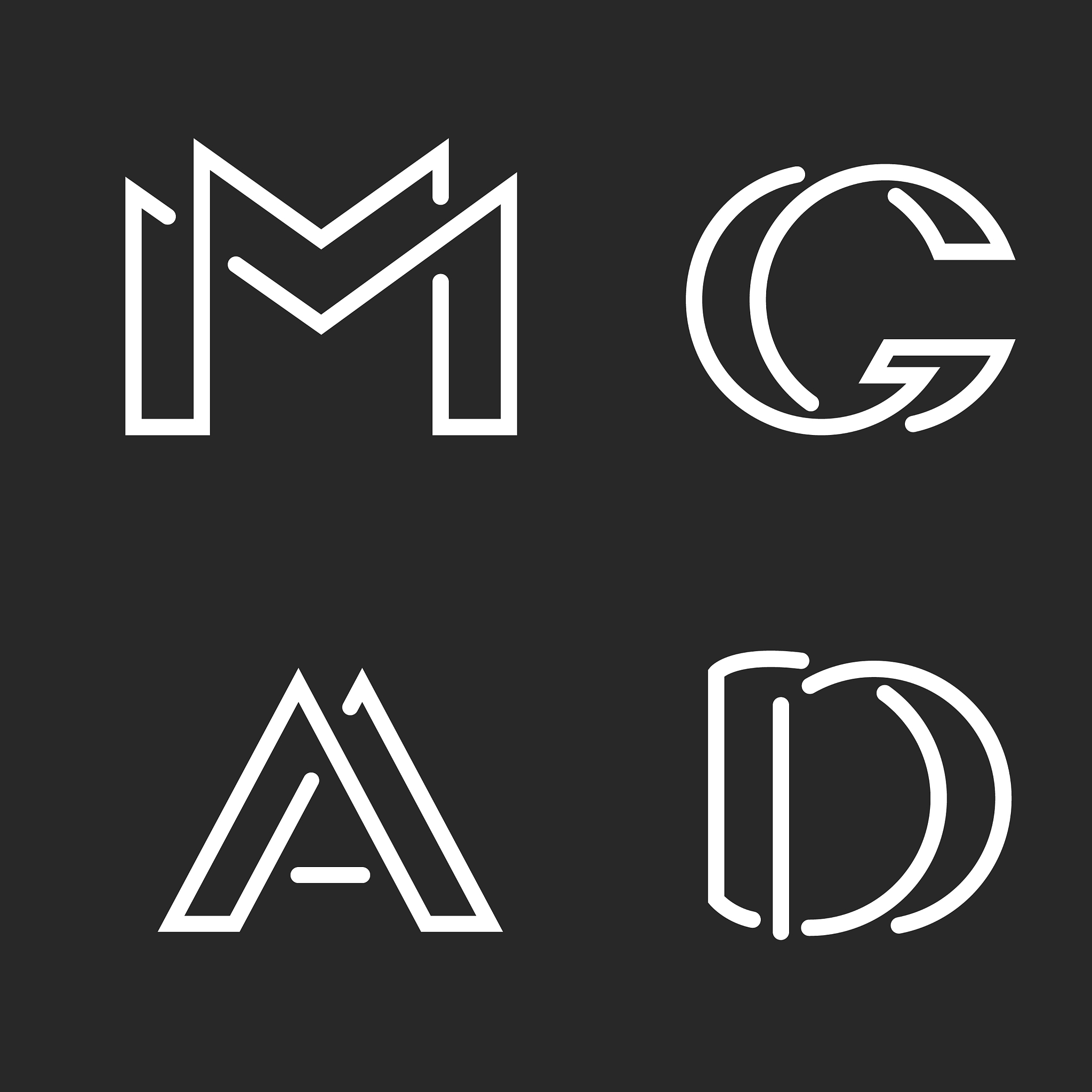 set logo m d a g letters monograms logos group
