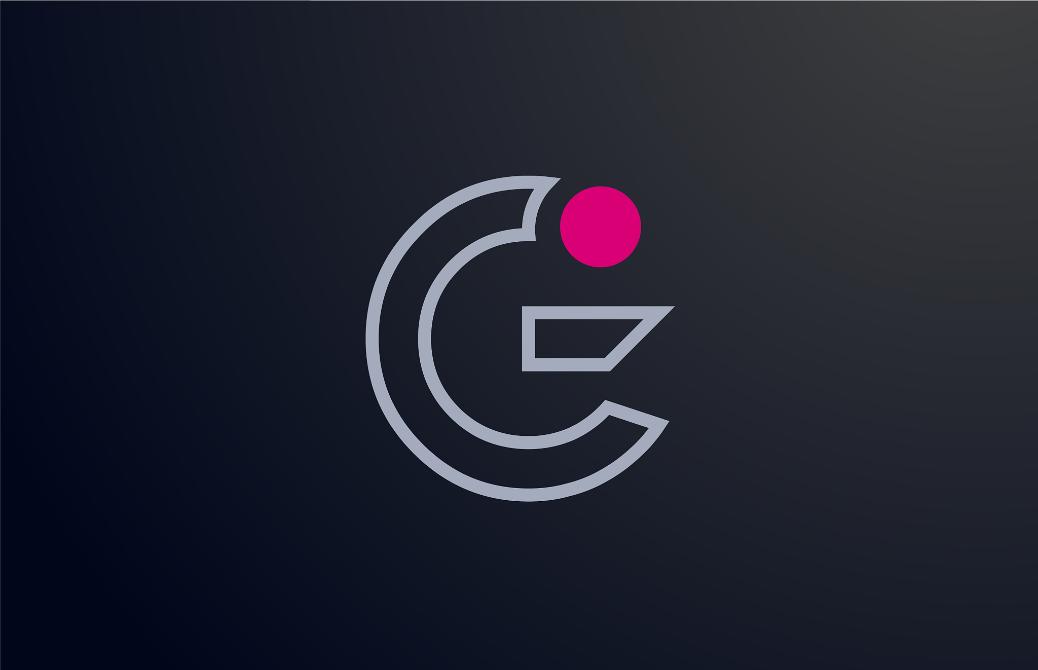 blue pink line g alphabet letter logo design with