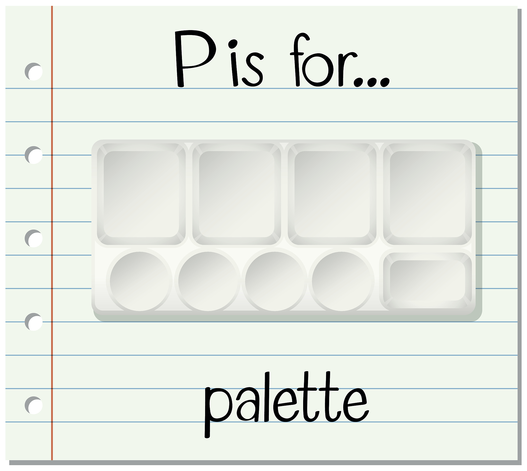 flashcard letter p is for palette