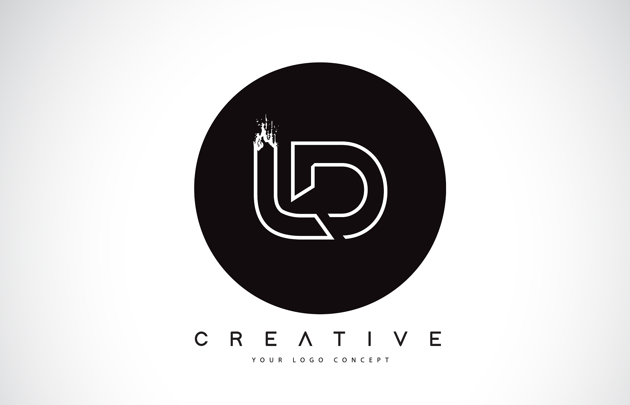 ld modern leter logo design with black and white