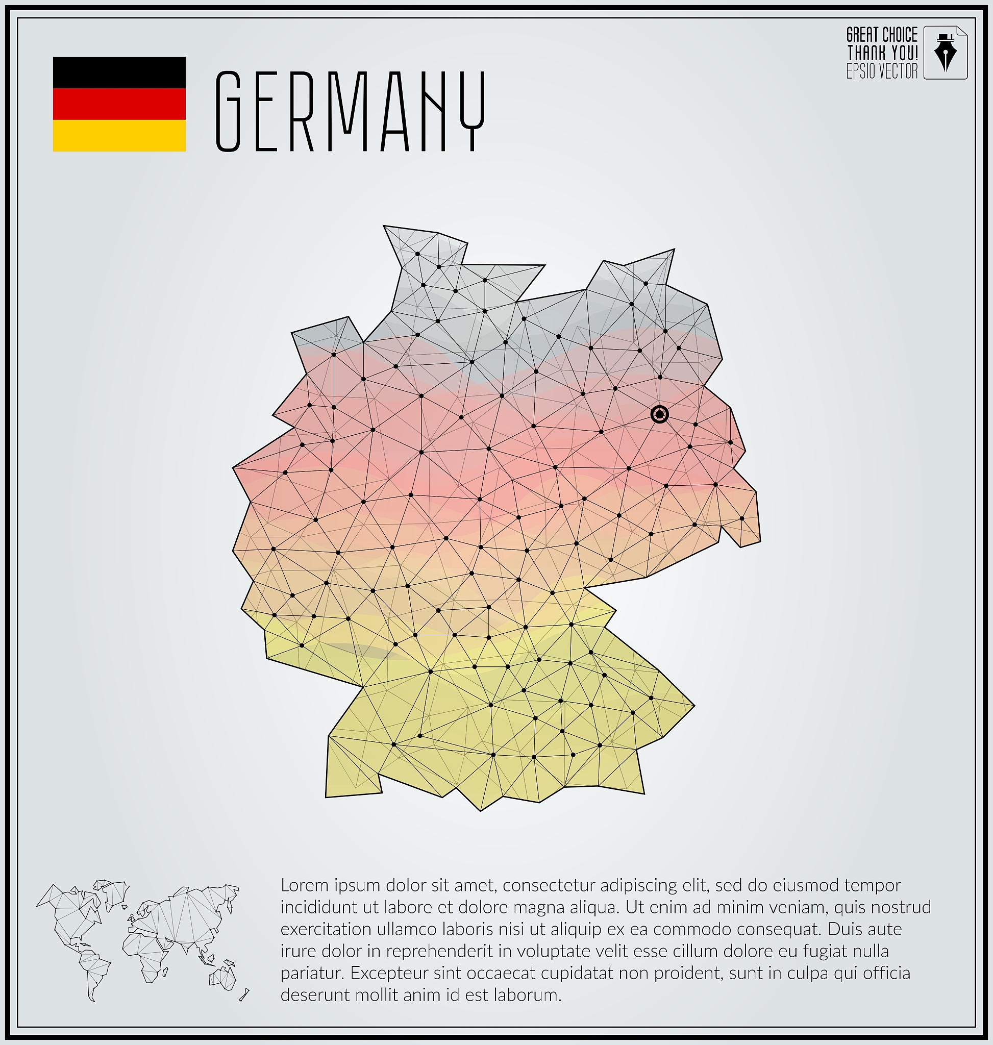 germany map in geometric polygonal style polygonal