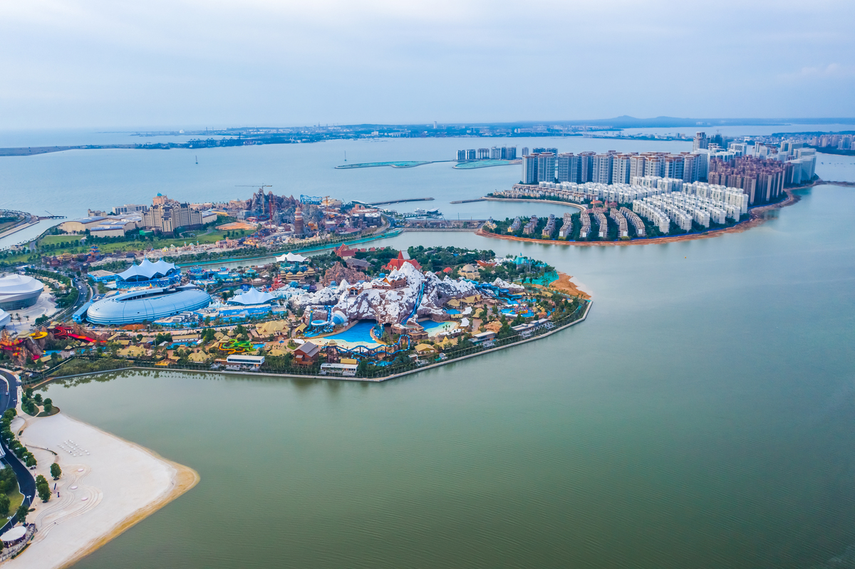 中国亚洲海南儋州海洋花岛的航拍图