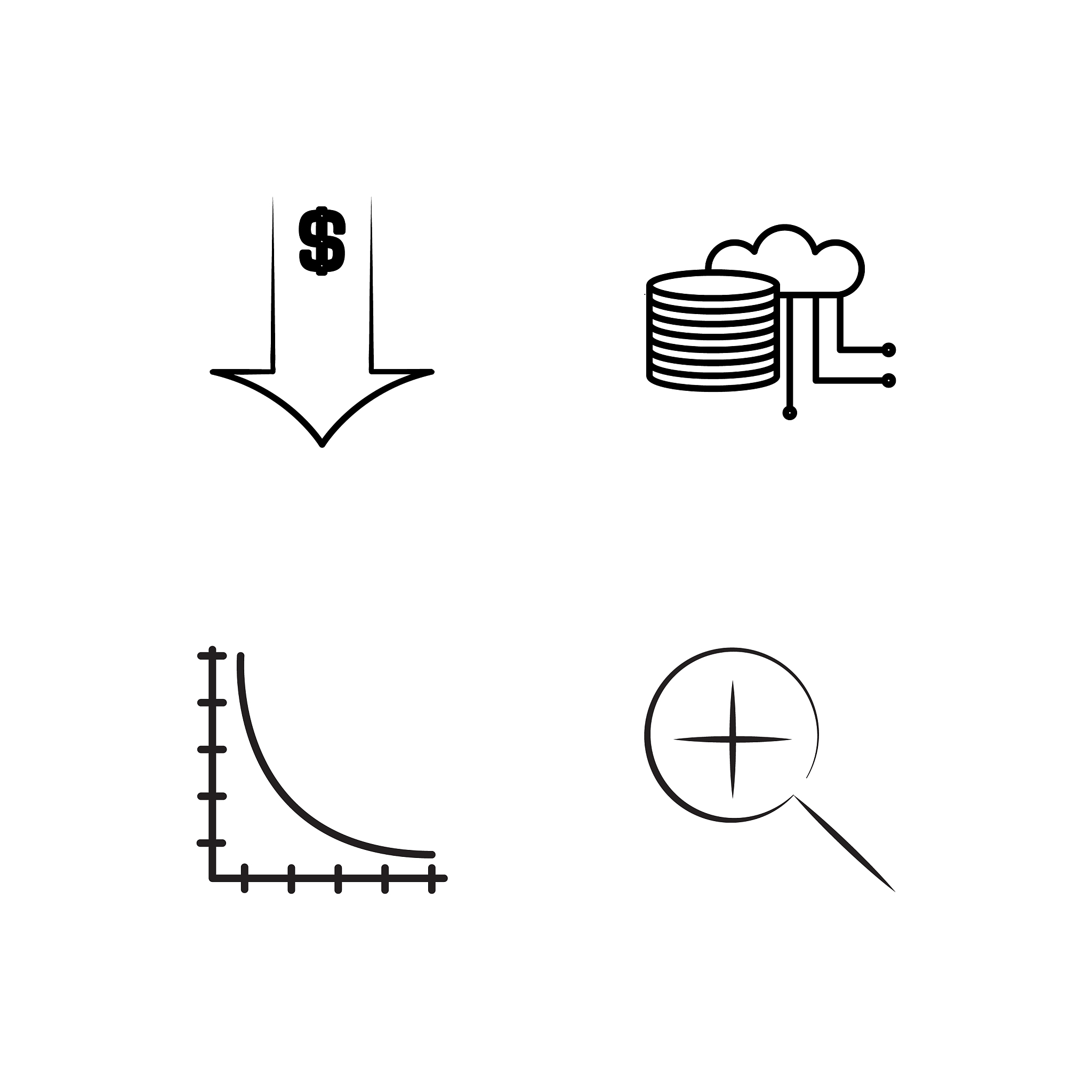 business simple outlined icons set