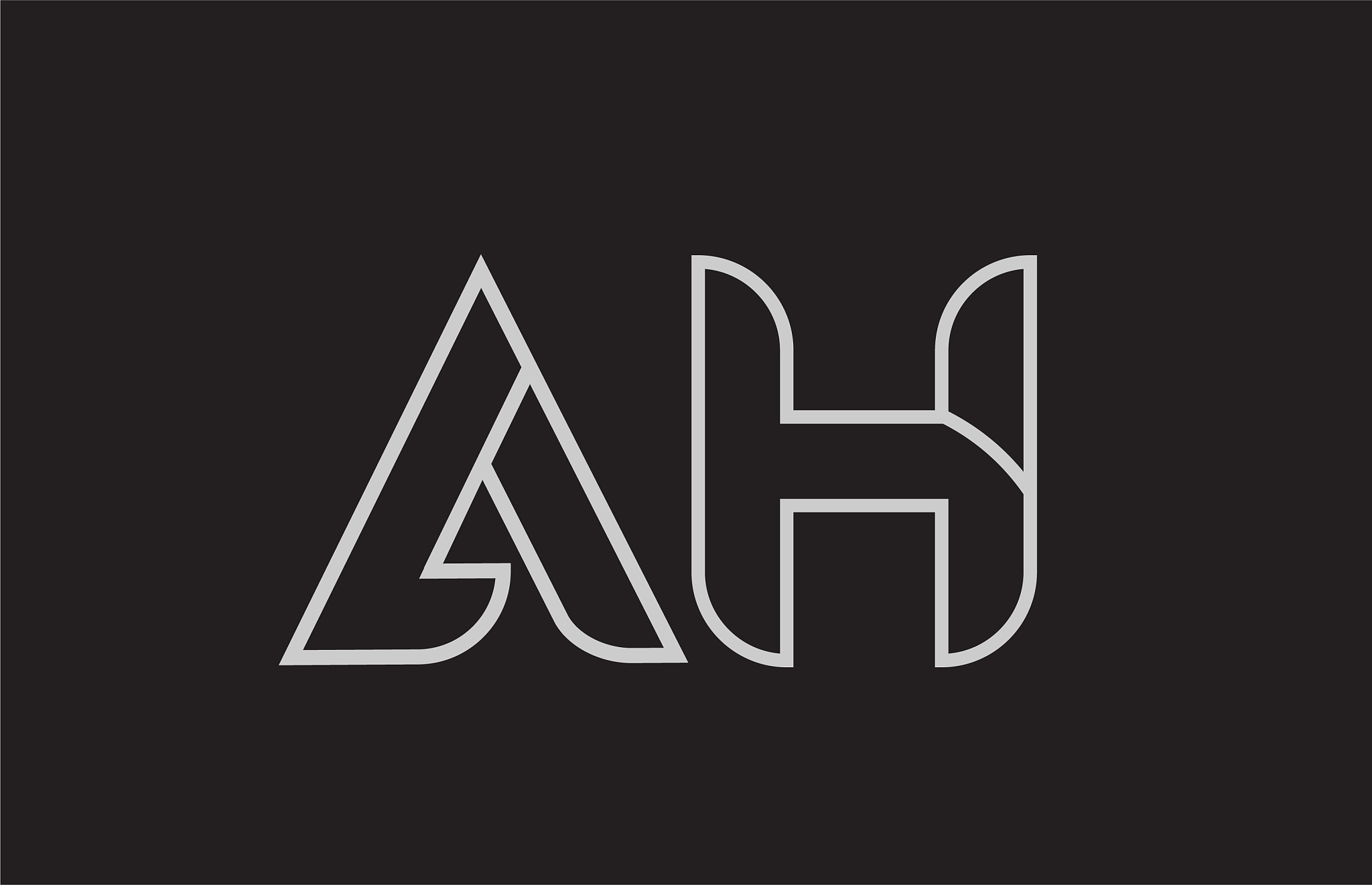 black and white alphabet letter ah a h logo