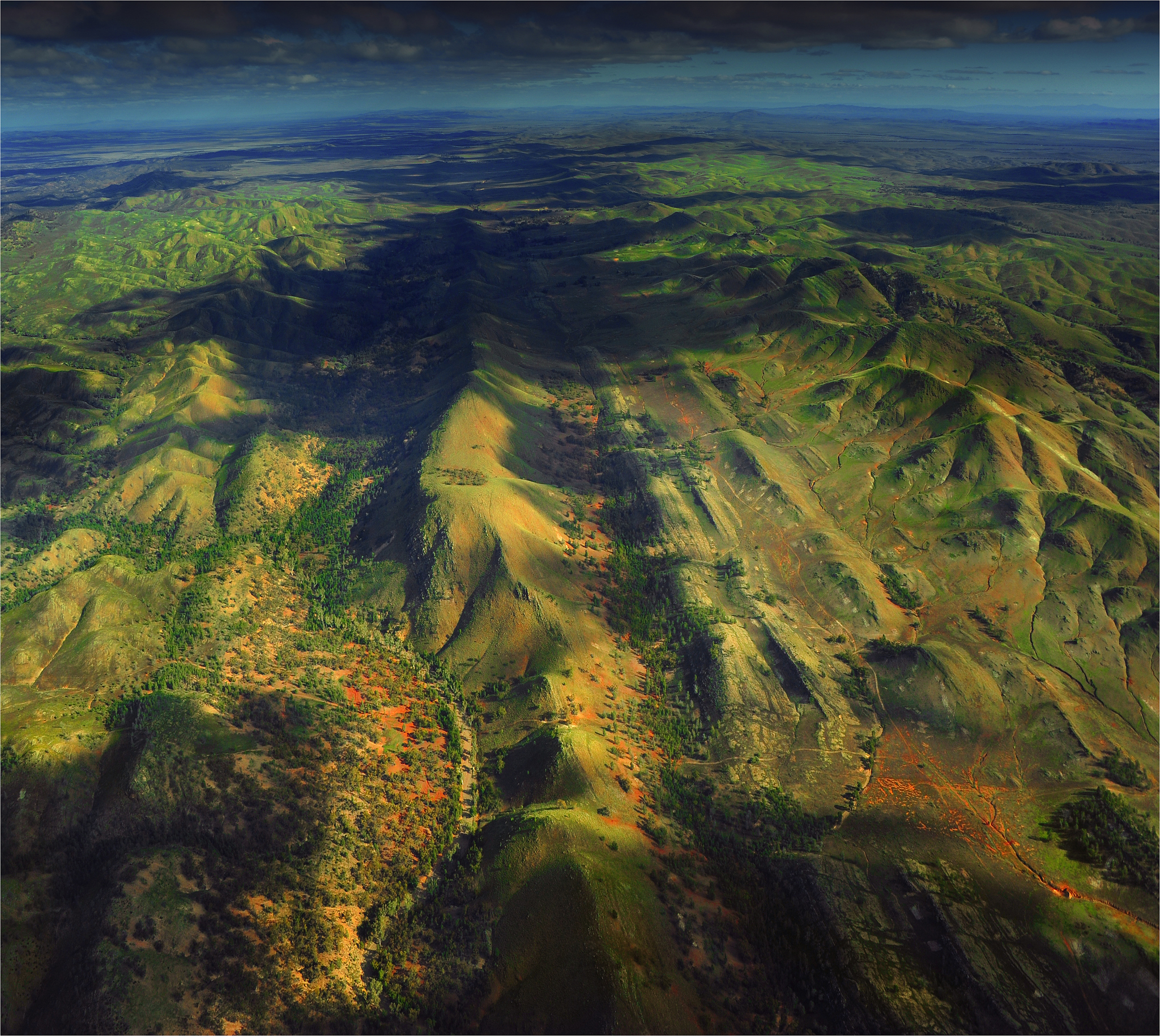 aerial landscape of the flinders ranges np near wilpena pound, s
