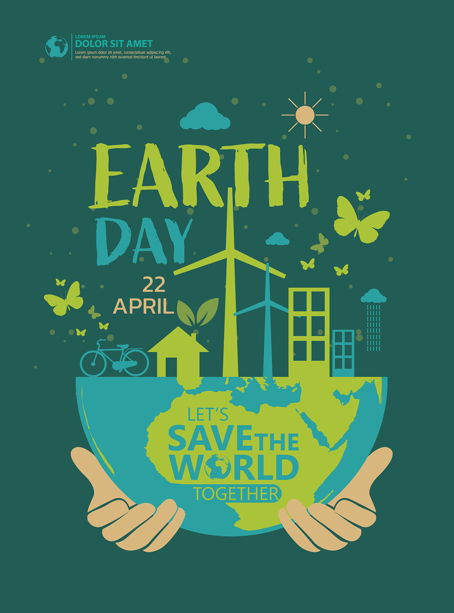 happy earth day poster design template
