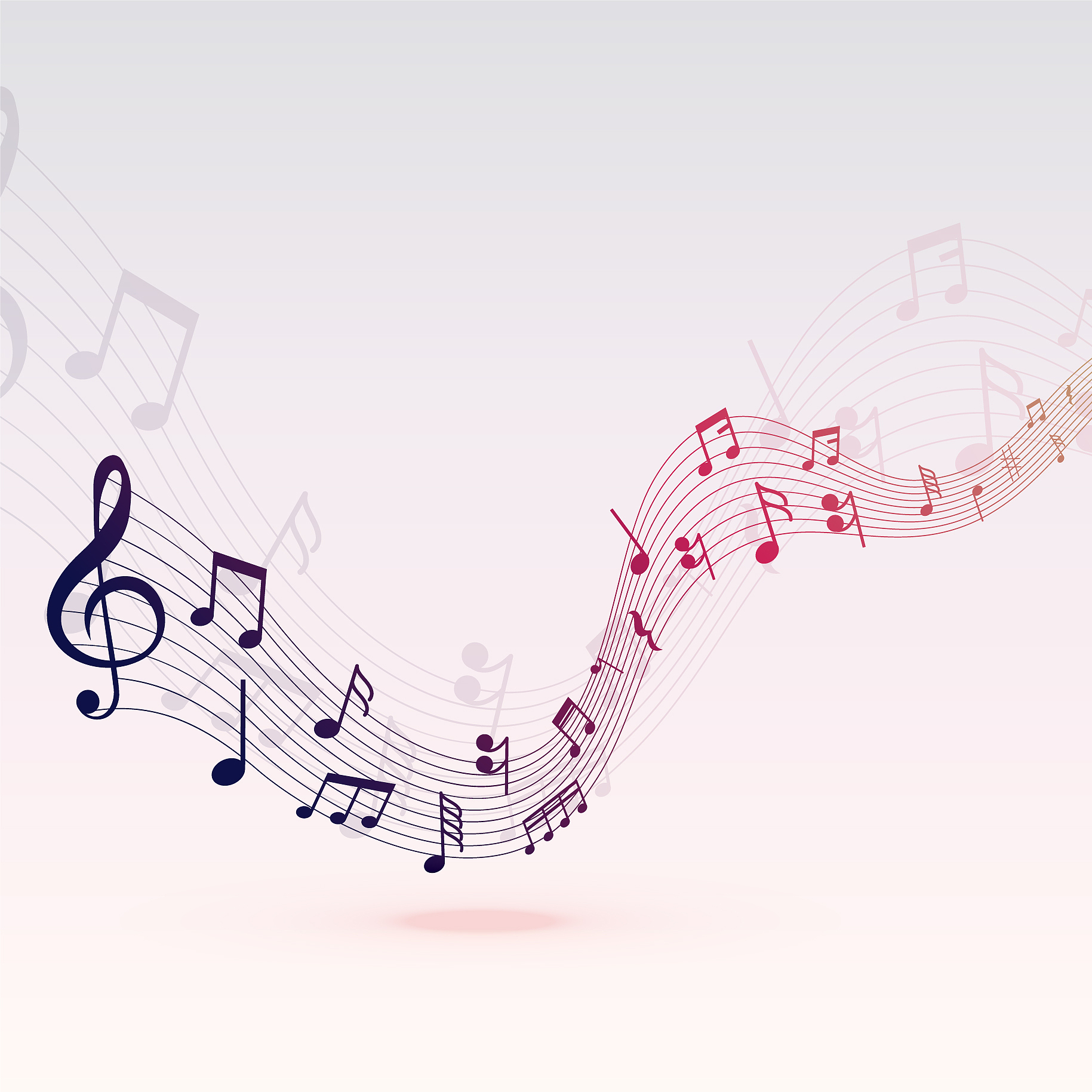 beautiful musical notes wave background design