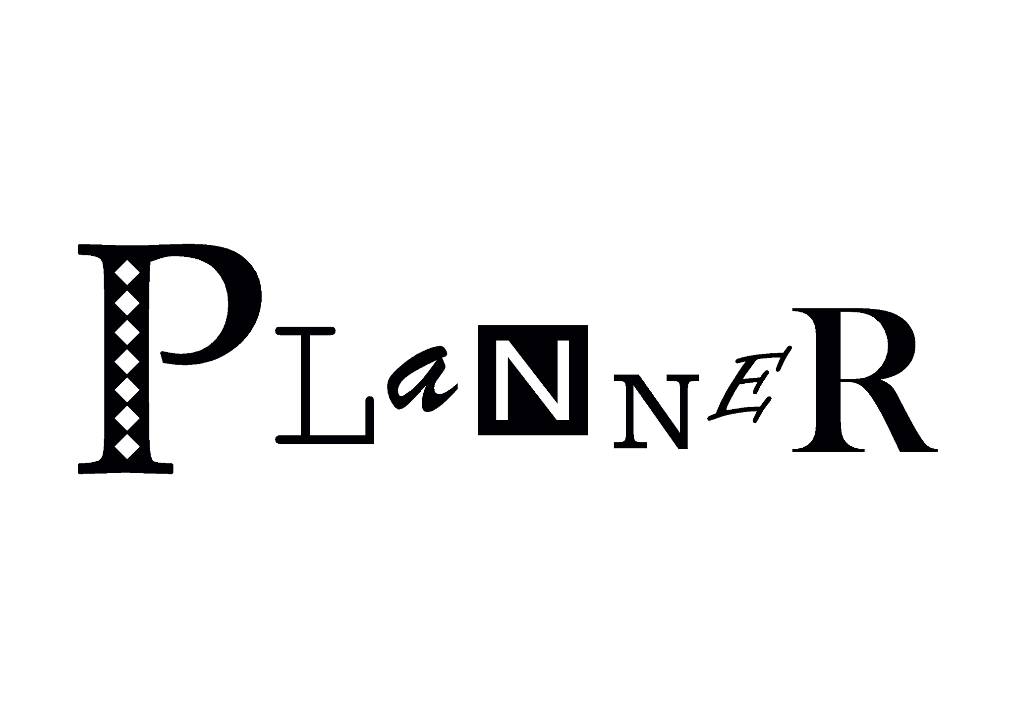 lettering of planner with different letters in black