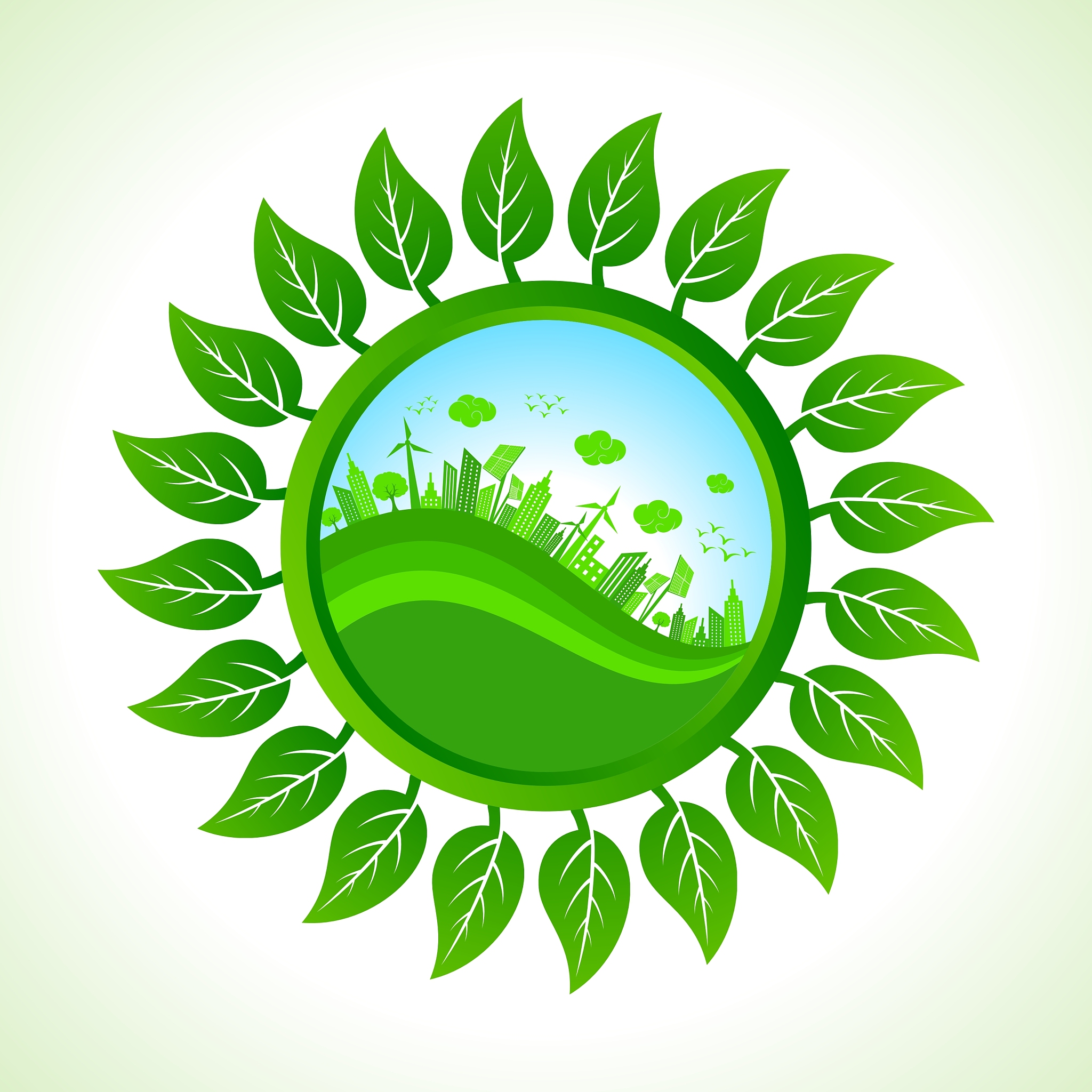 eco city inside the leaf background
