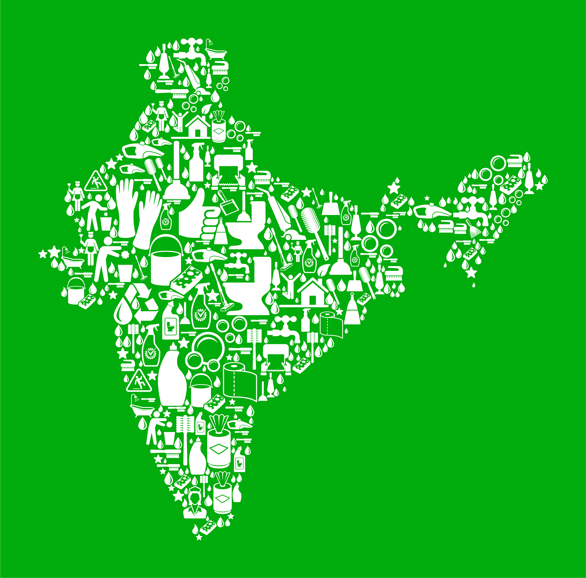 india cleaning and chores green vector icon pattern