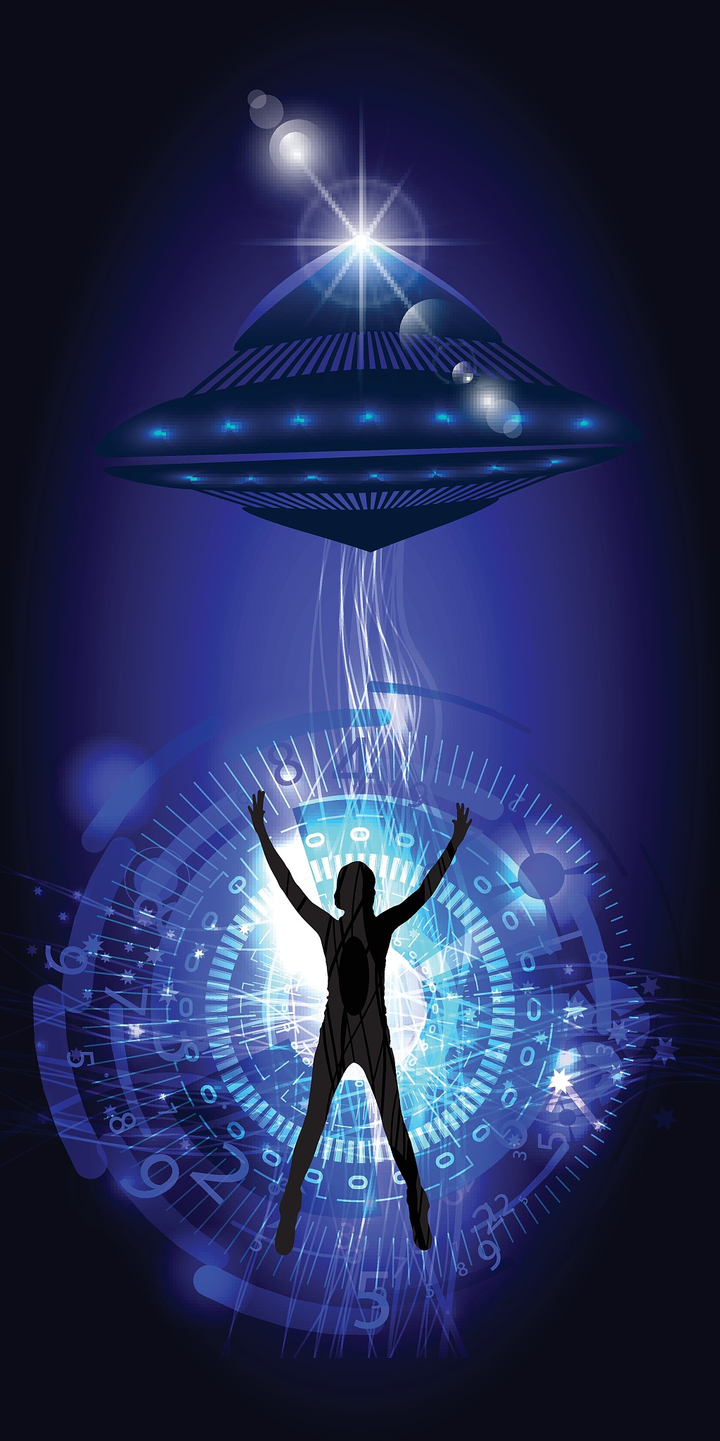 the kidnapping of a person by ufo. vector