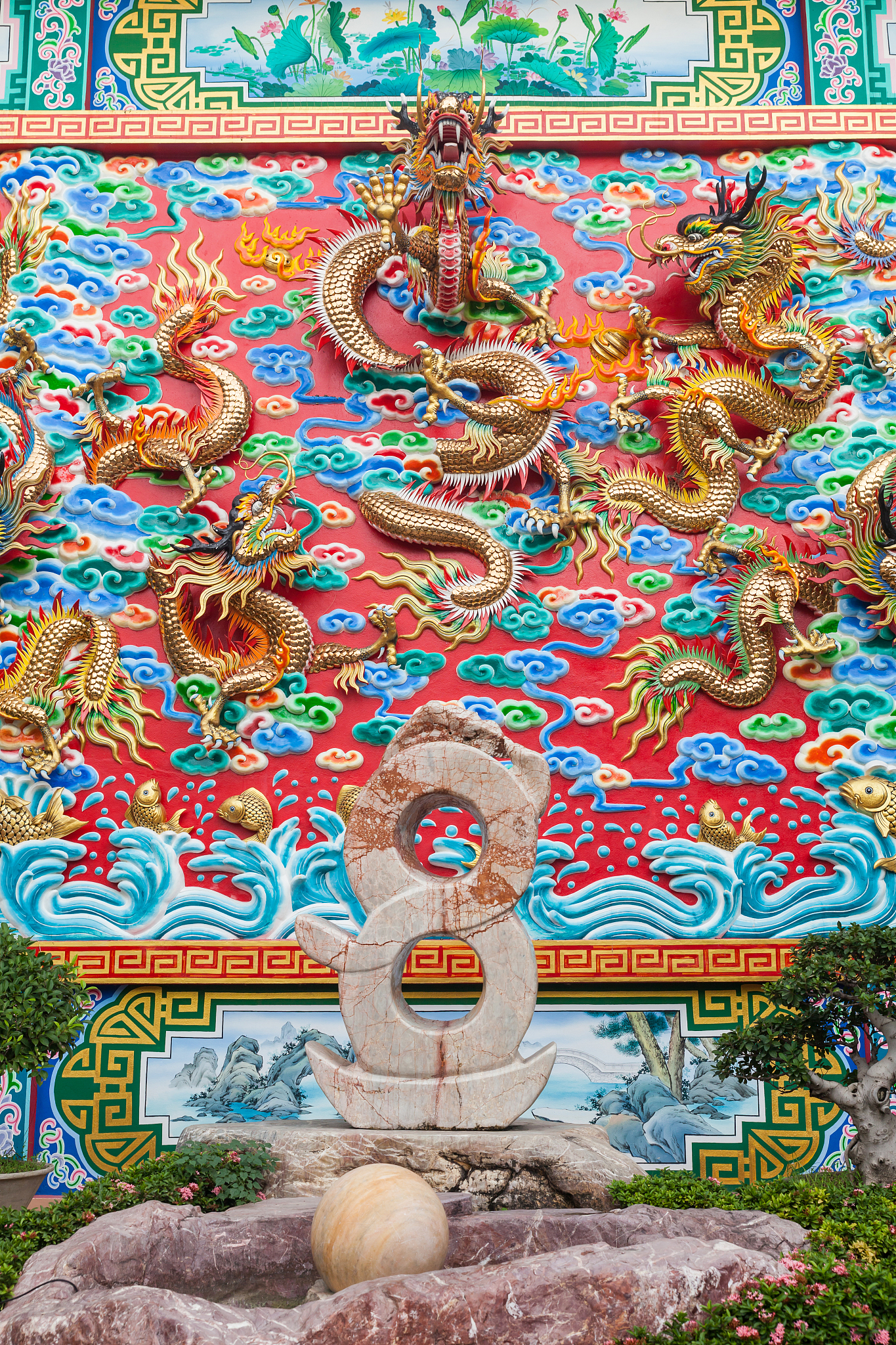 墙,石头,龙,金色,数字<strong>8</strong>,中国龙,风水,艺术,建筑,无人