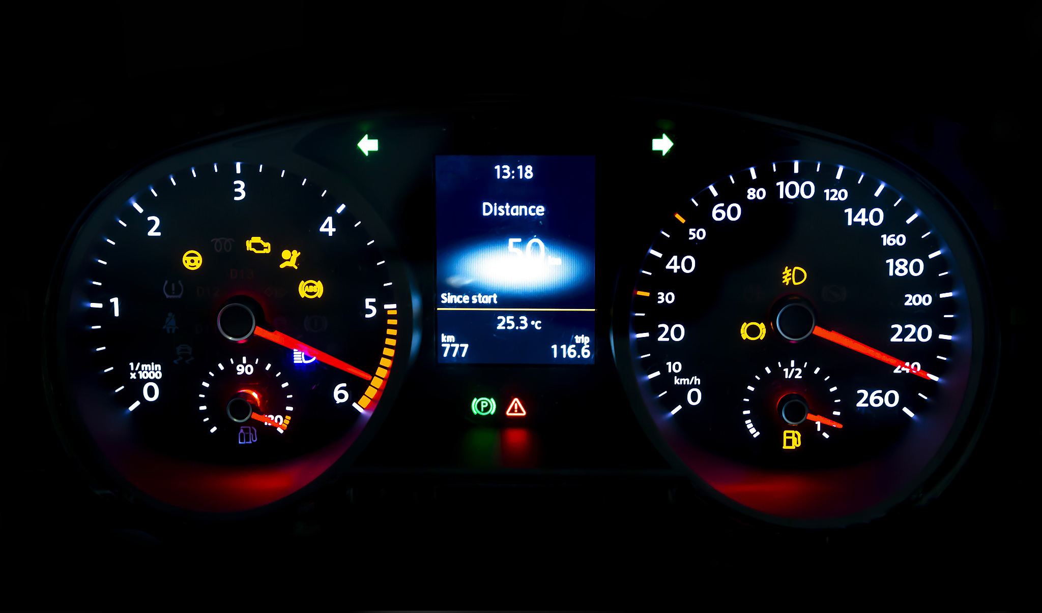 modern light car mileage on black background
