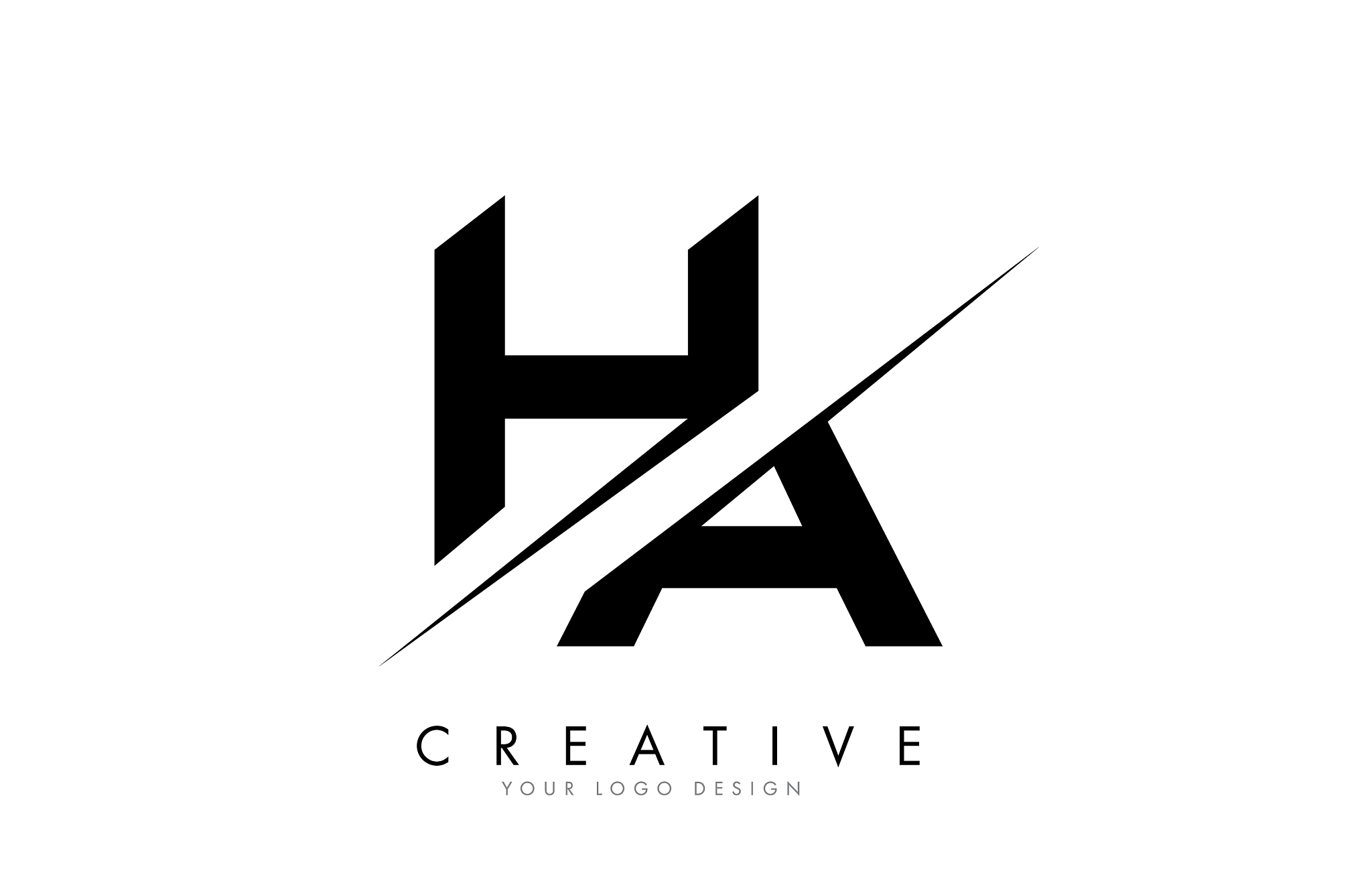 ha h a letter logo design with a creative cut