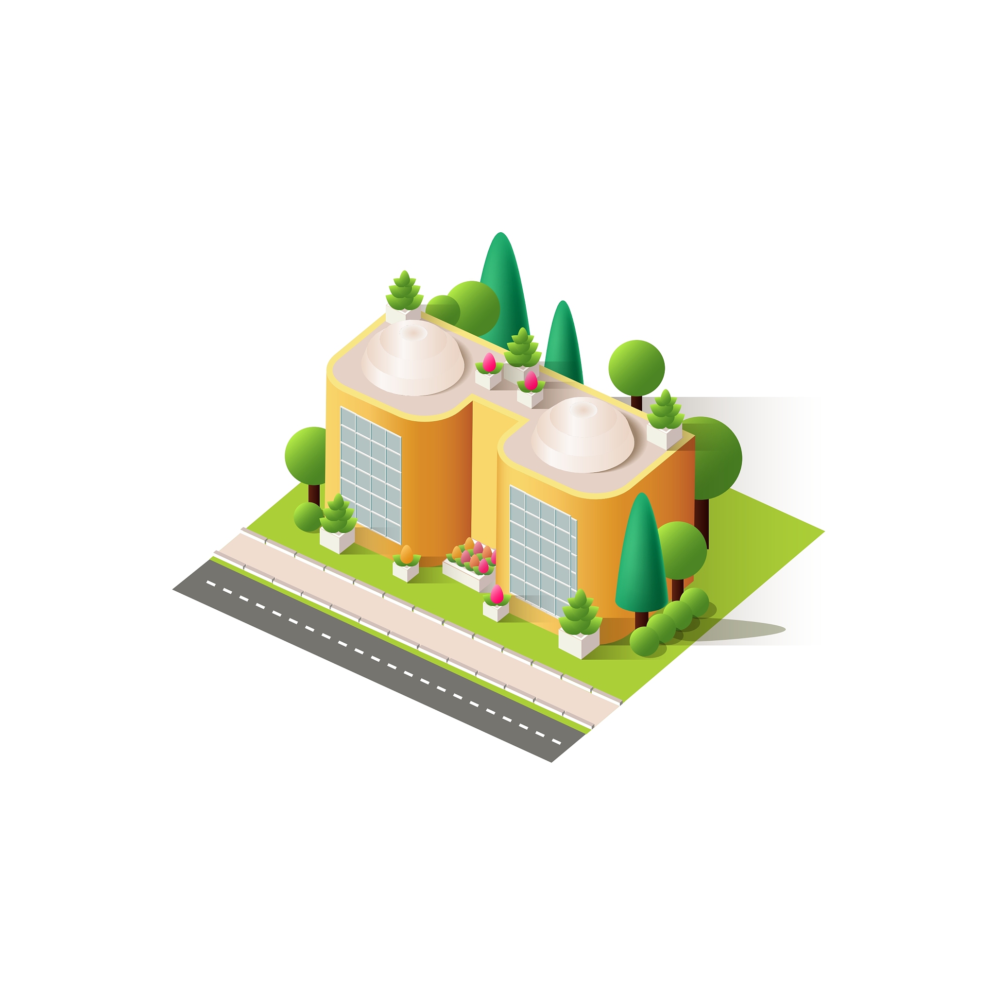Lowpoly 现代中式小镇场景设计：毕业答辩PPT