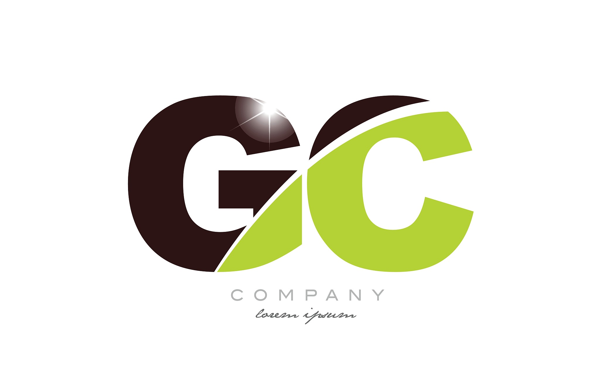 letter gc g c alphabet combination in green and brown color for