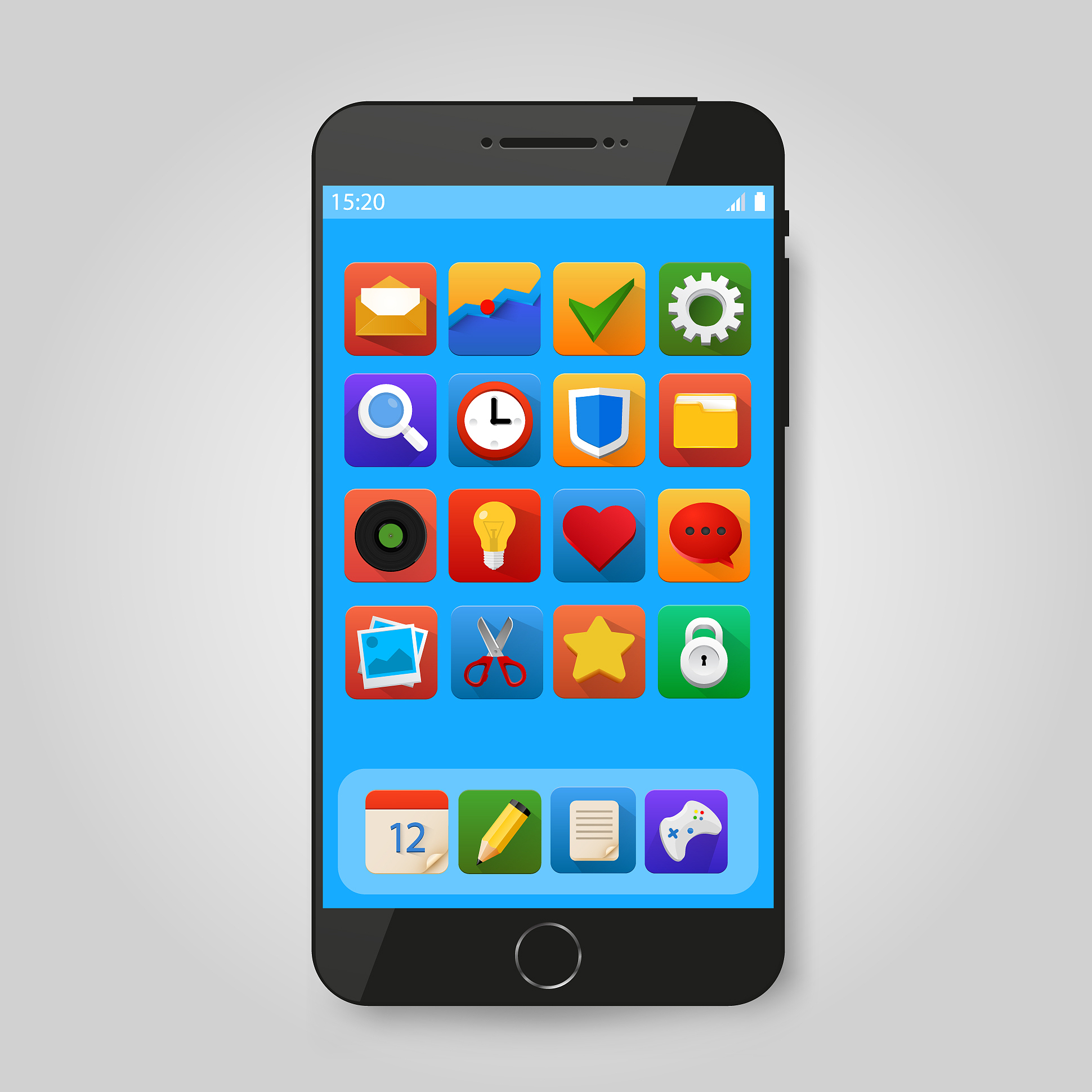 black mobile smart phone with app icon smartphone
