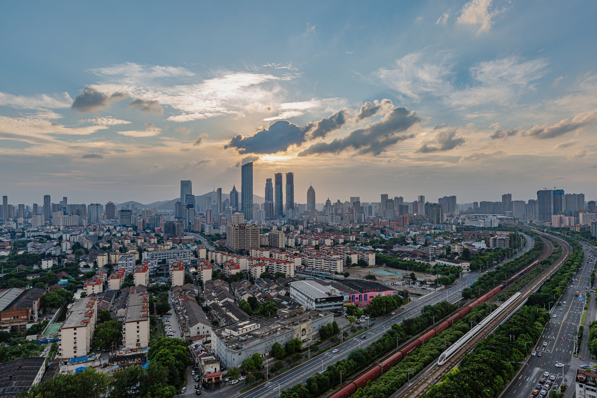 江苏省无锡市城市航拍全景建筑风光