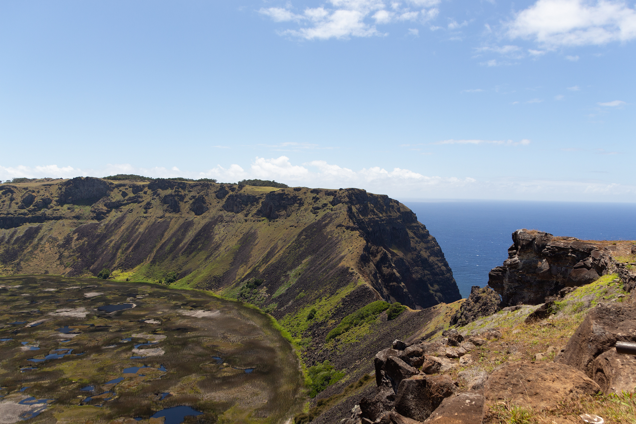 view at volcano crater rano kao easter island