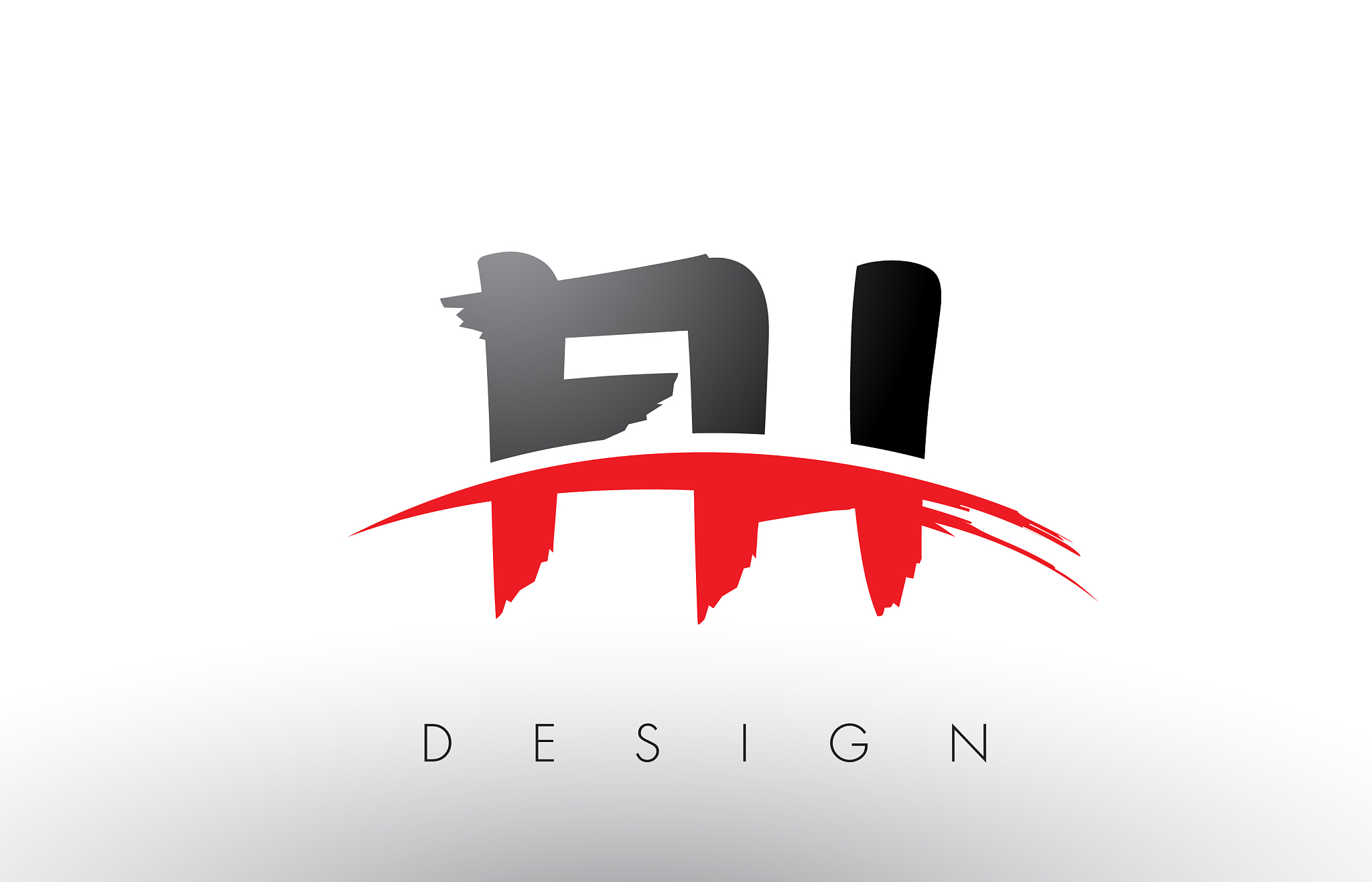 fh f h brush logo letters with red and black