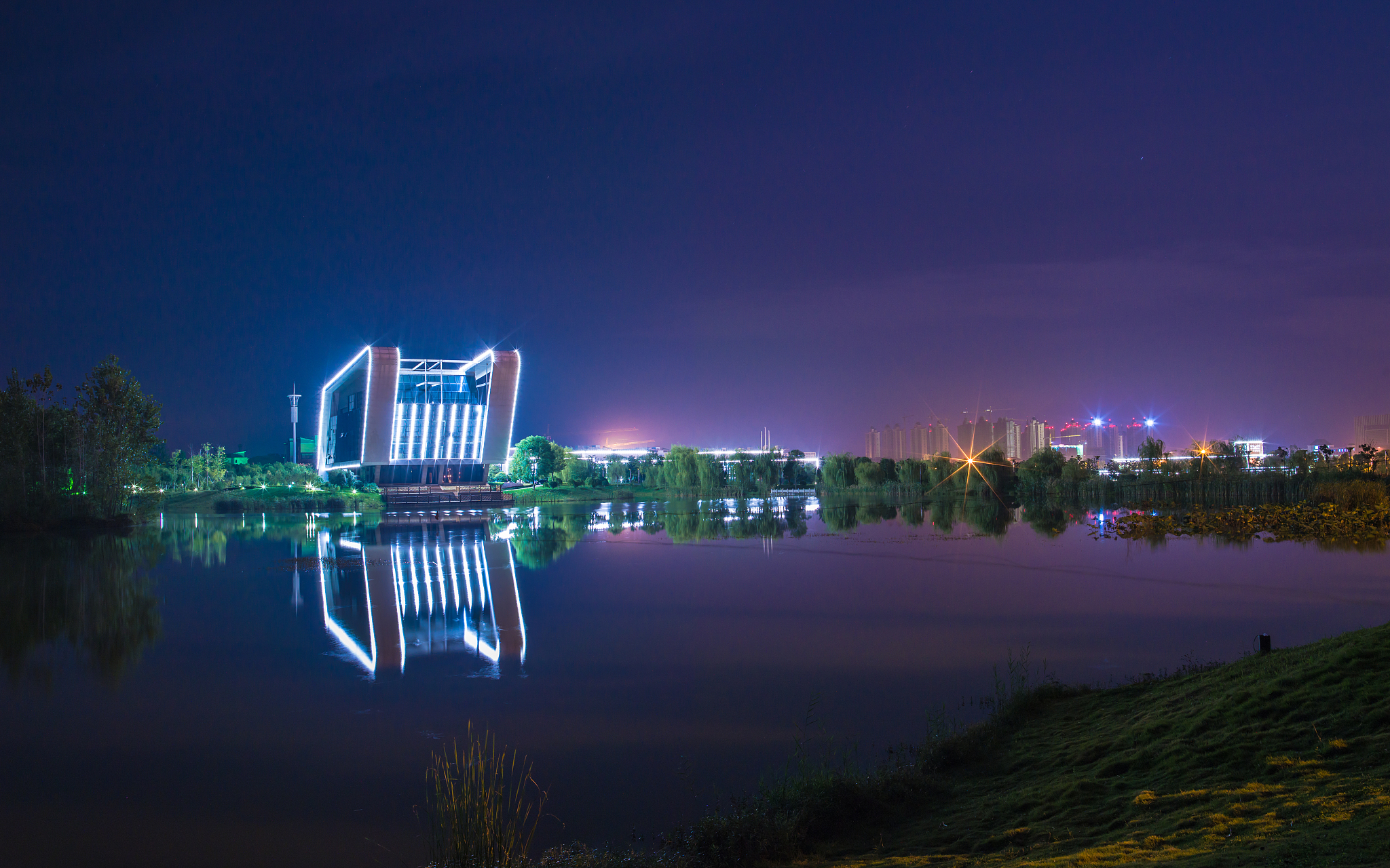 安徽省淮南市城市地标建筑夜景