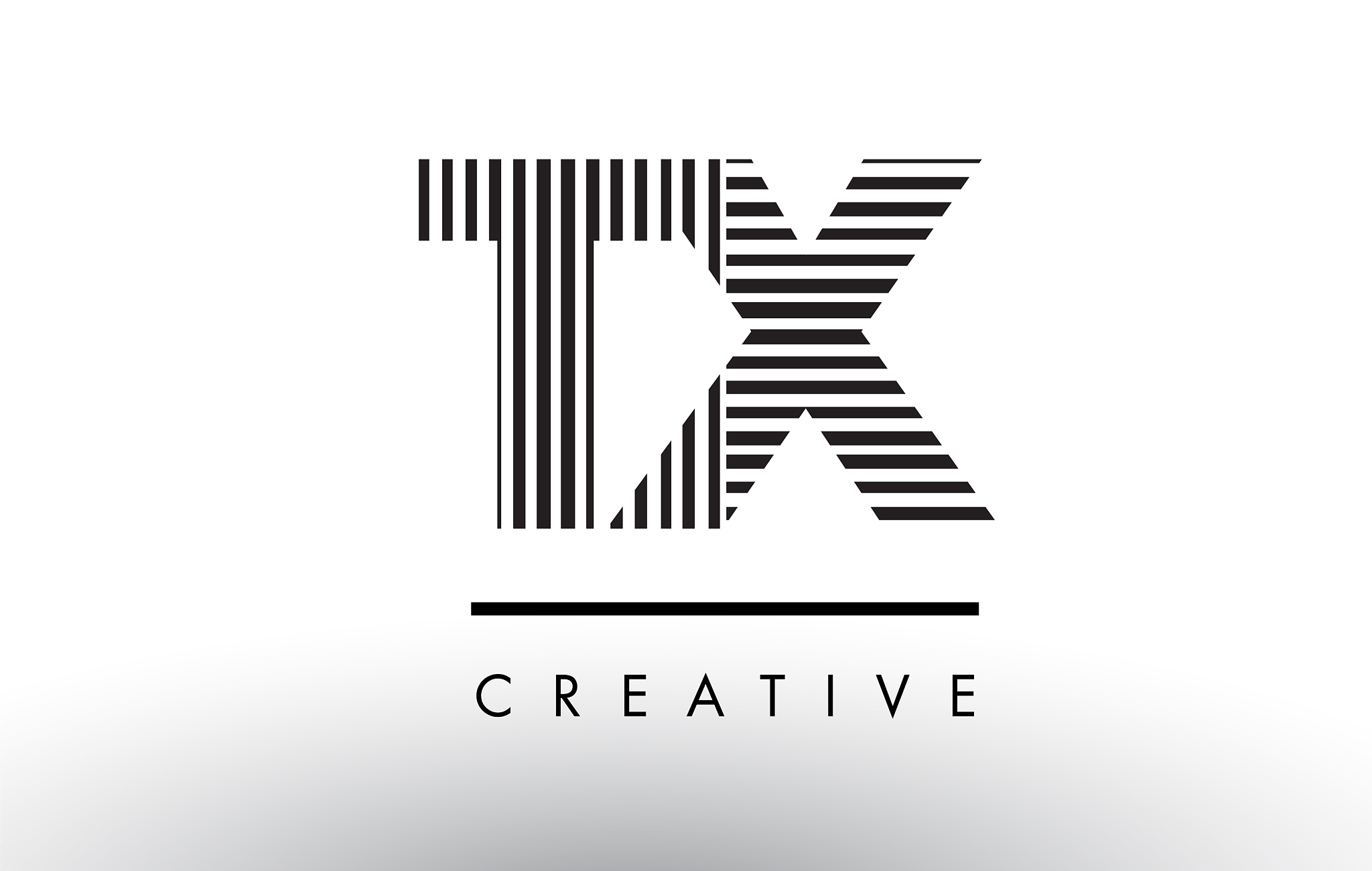 tx t x black and white lines letter logo design