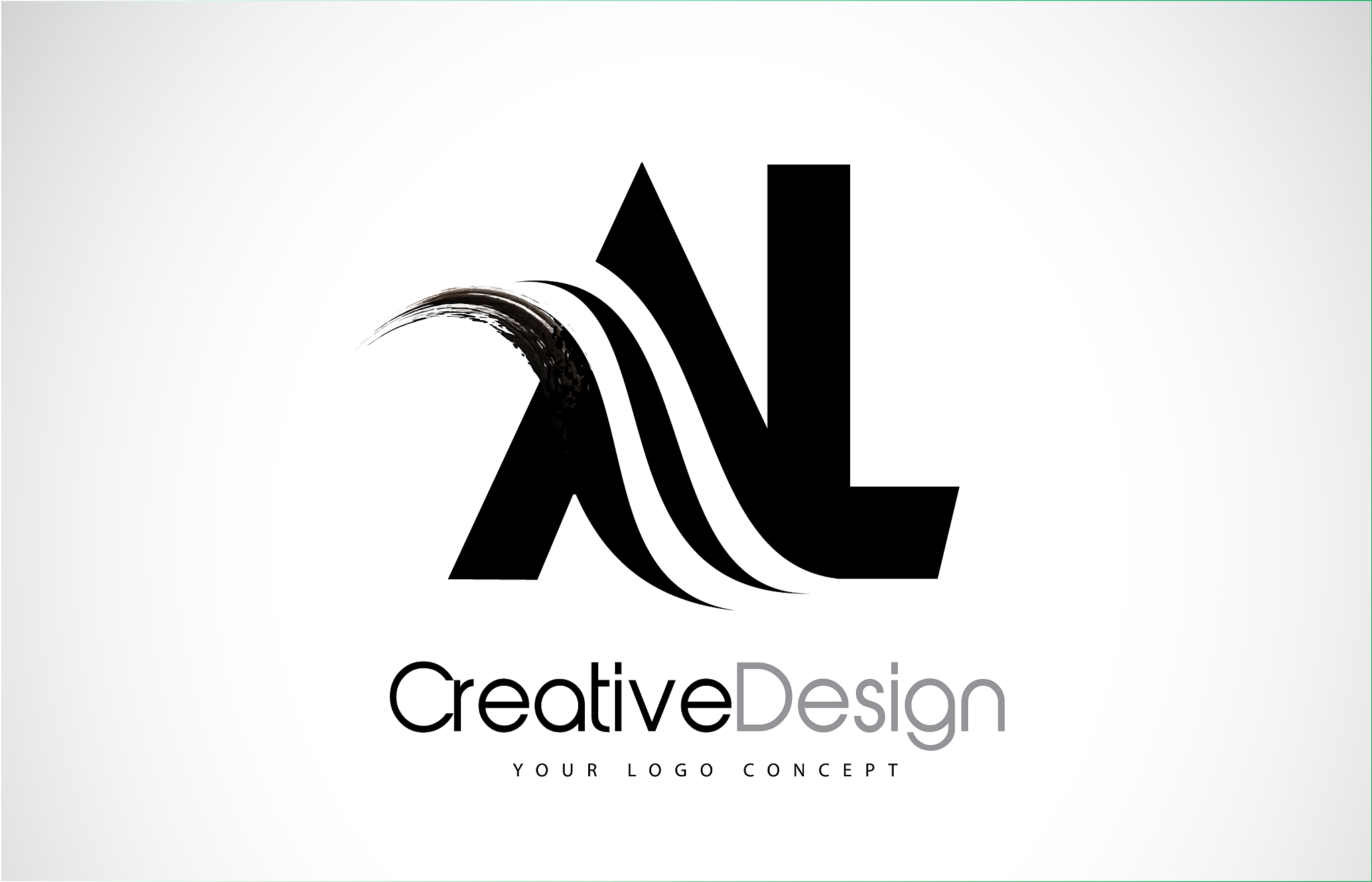 al a l creative brush black letters design with