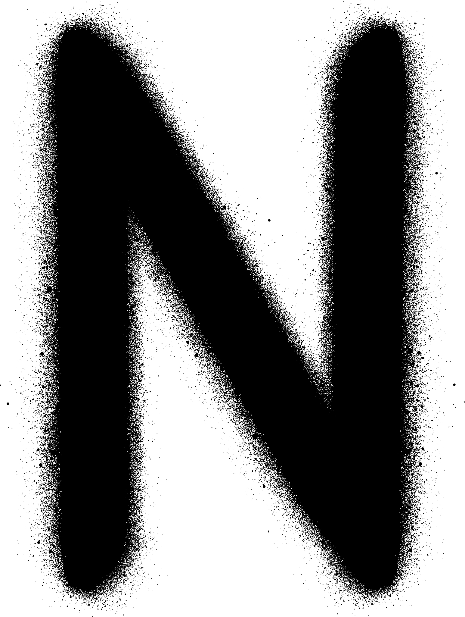 sprayed n font graffiti in black over white