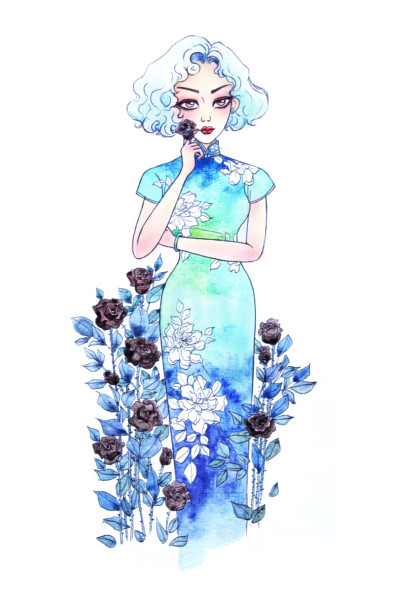 女孩<strong>人物</strong>水彩插画