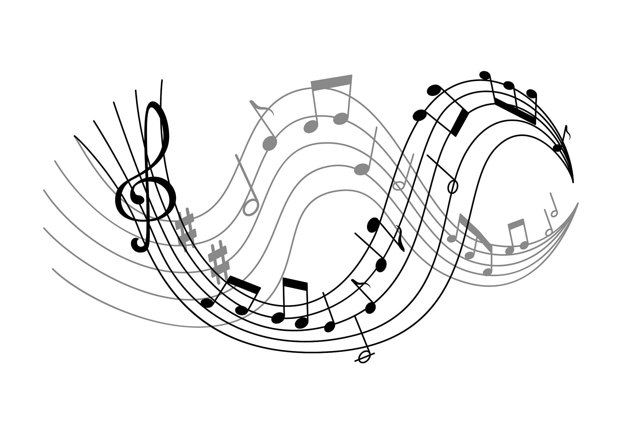 with waves of music notes
