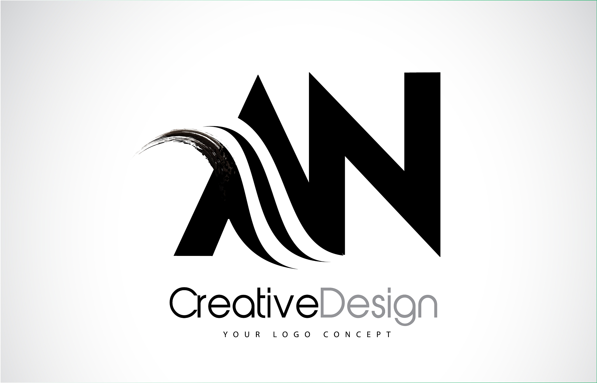 an a n creative brush black letters design with