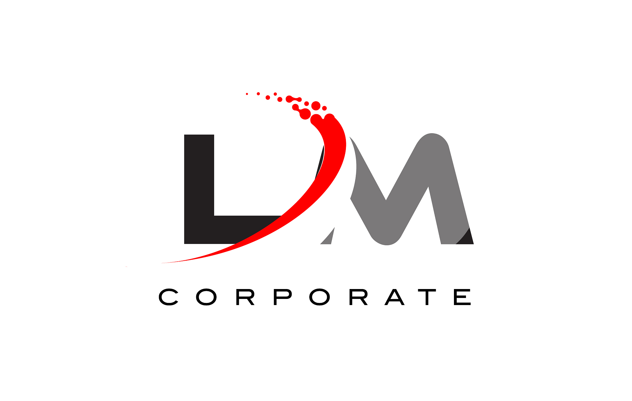 lm modern letter logo design with swoosh