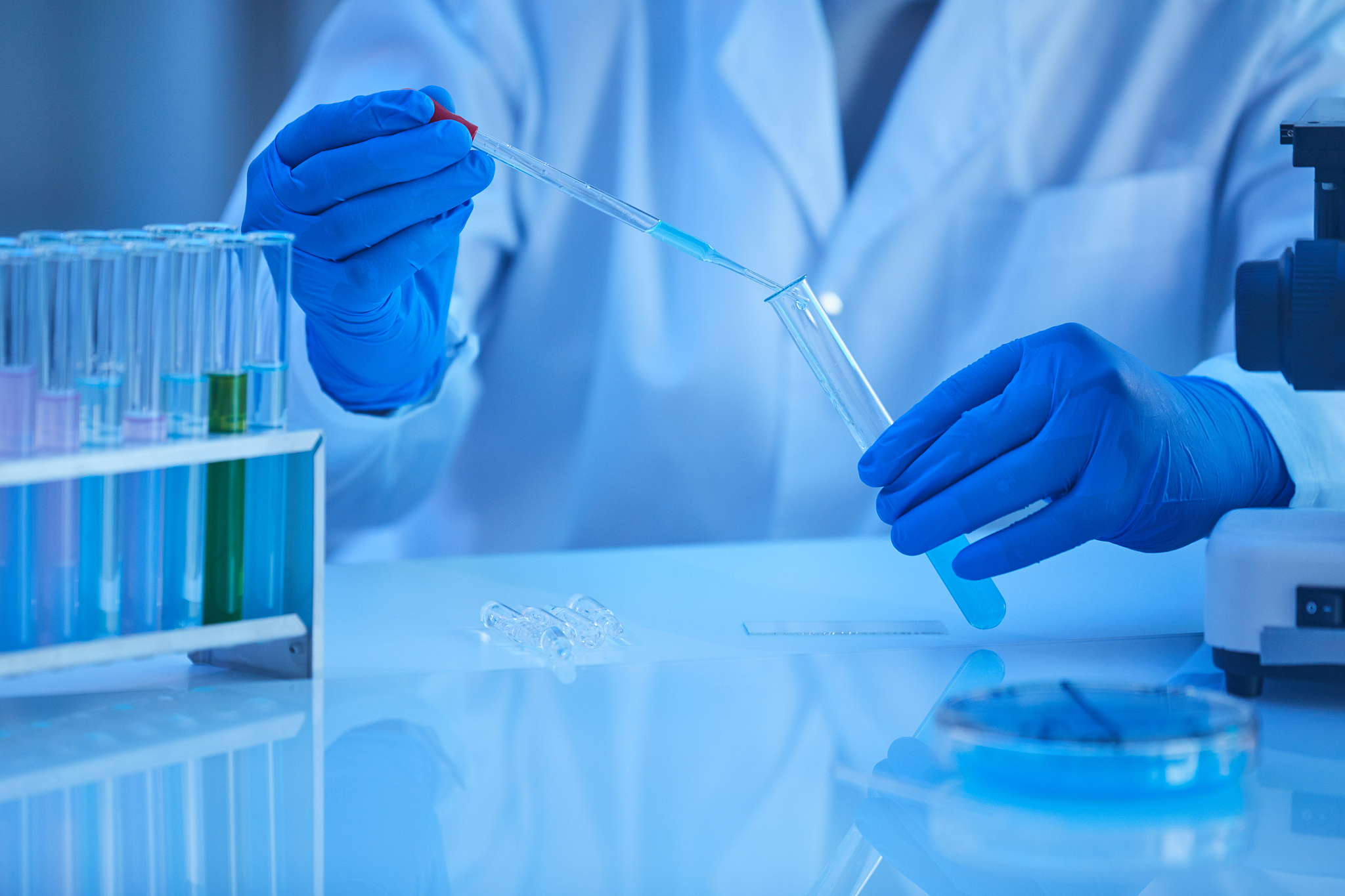scientist making scientific experiment