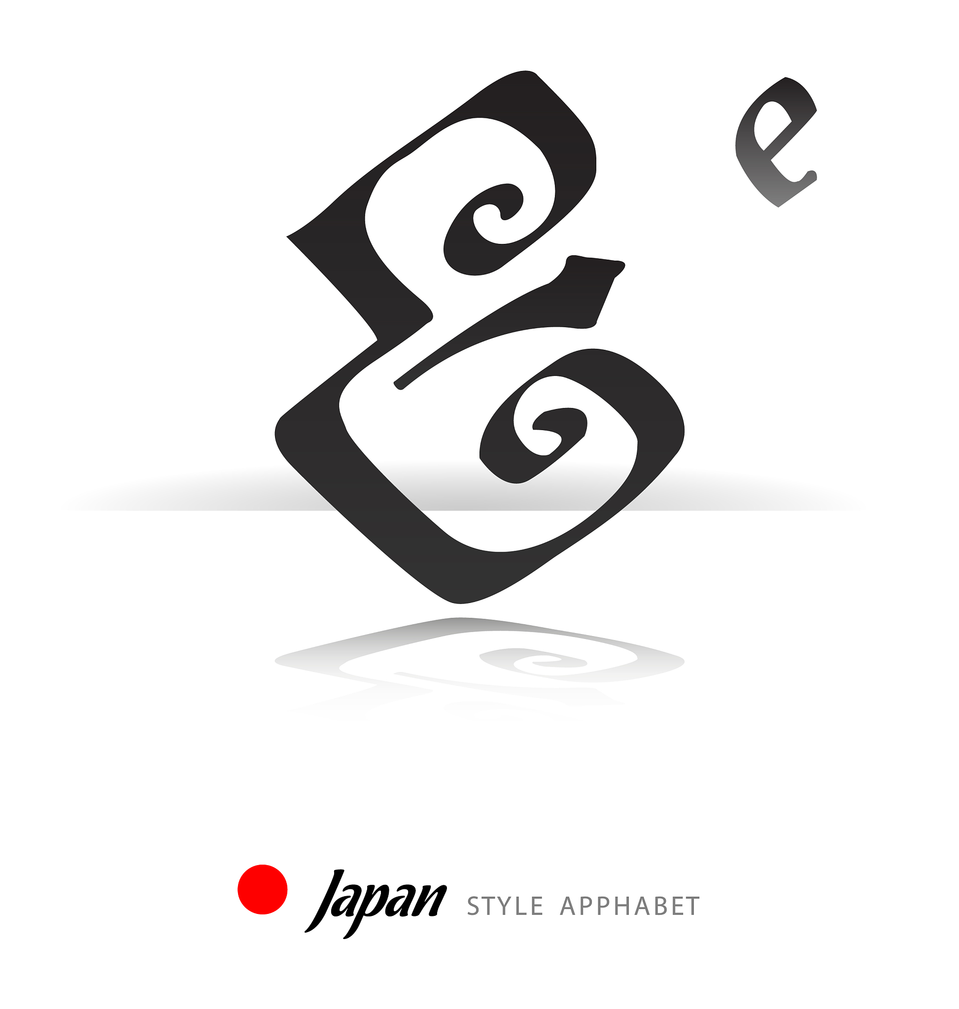 english alphabet in japanese style - e