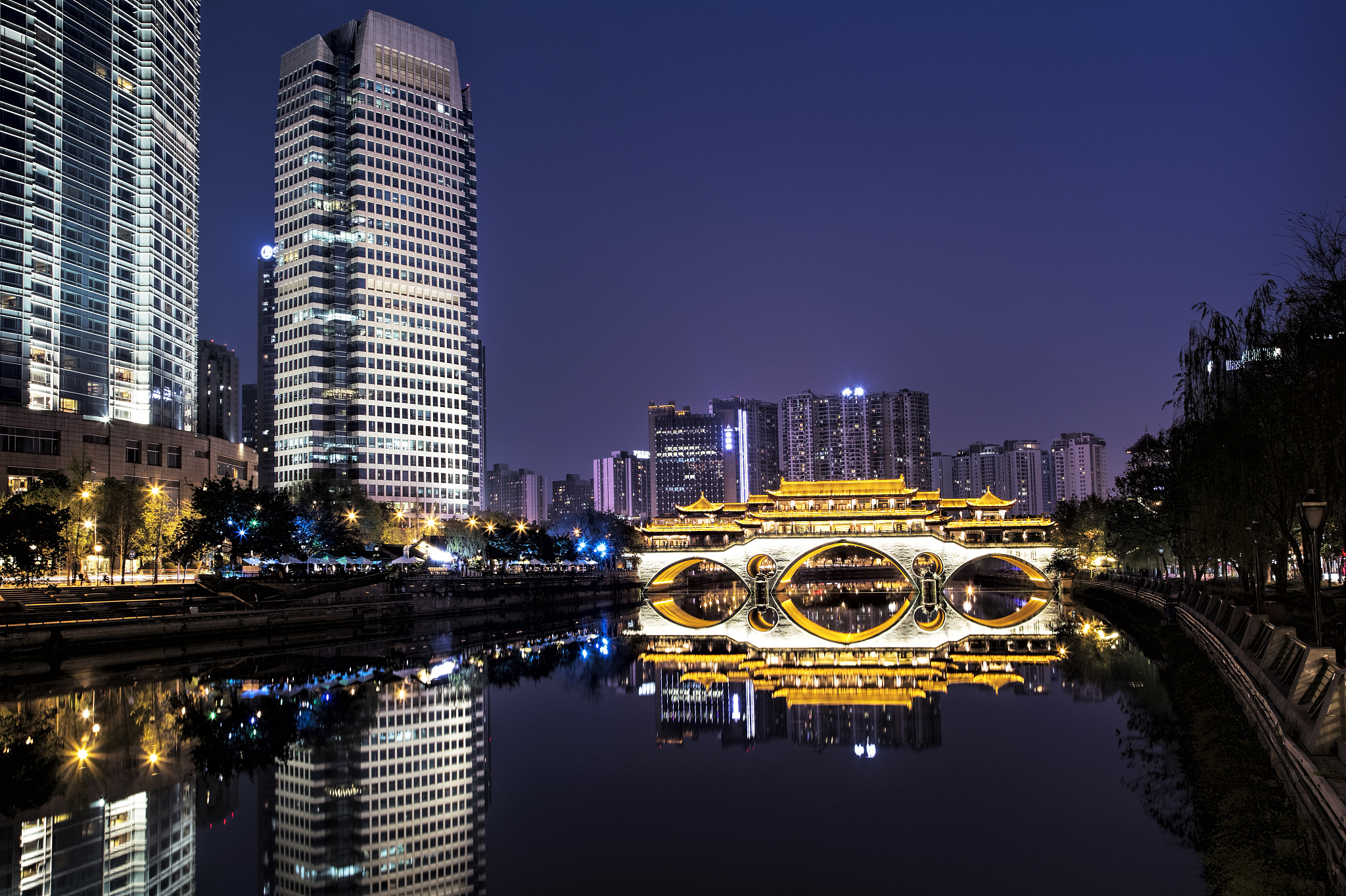 anshun bridge across the jin river in chengdu, china