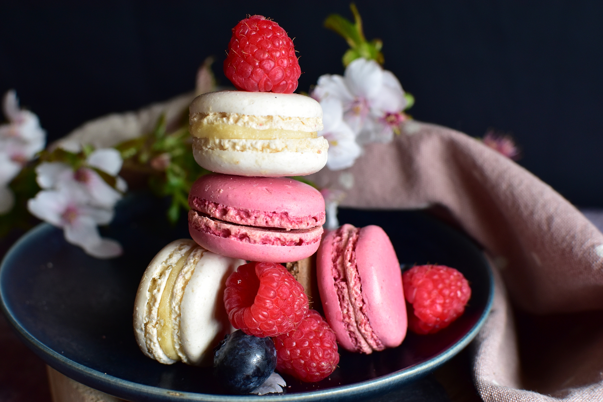 close up of macaroons