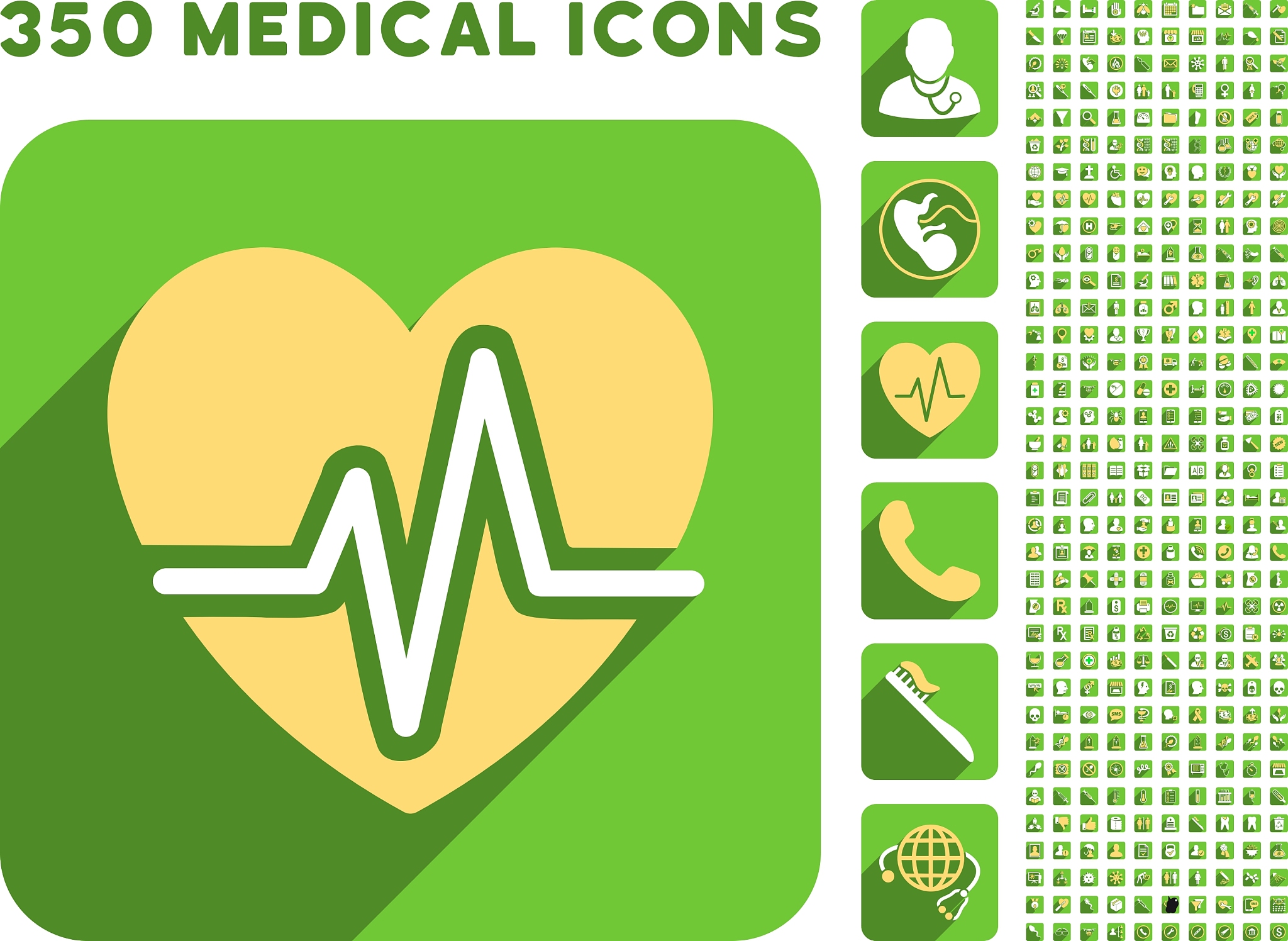 heart diagram icon and medical longshadow icon set