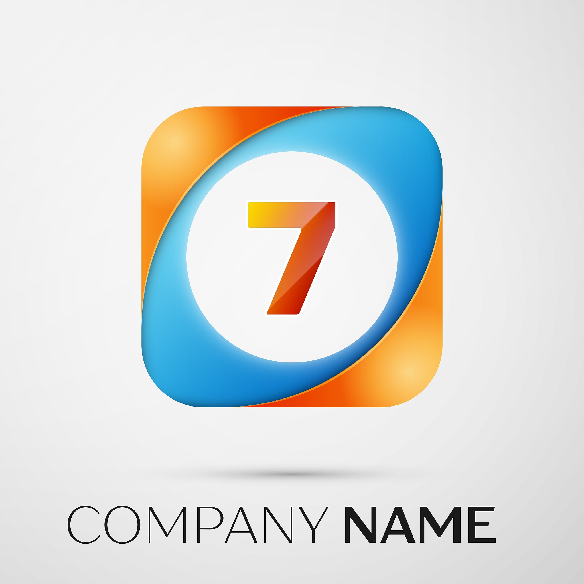 number seven logo symbol in the colorful square on
