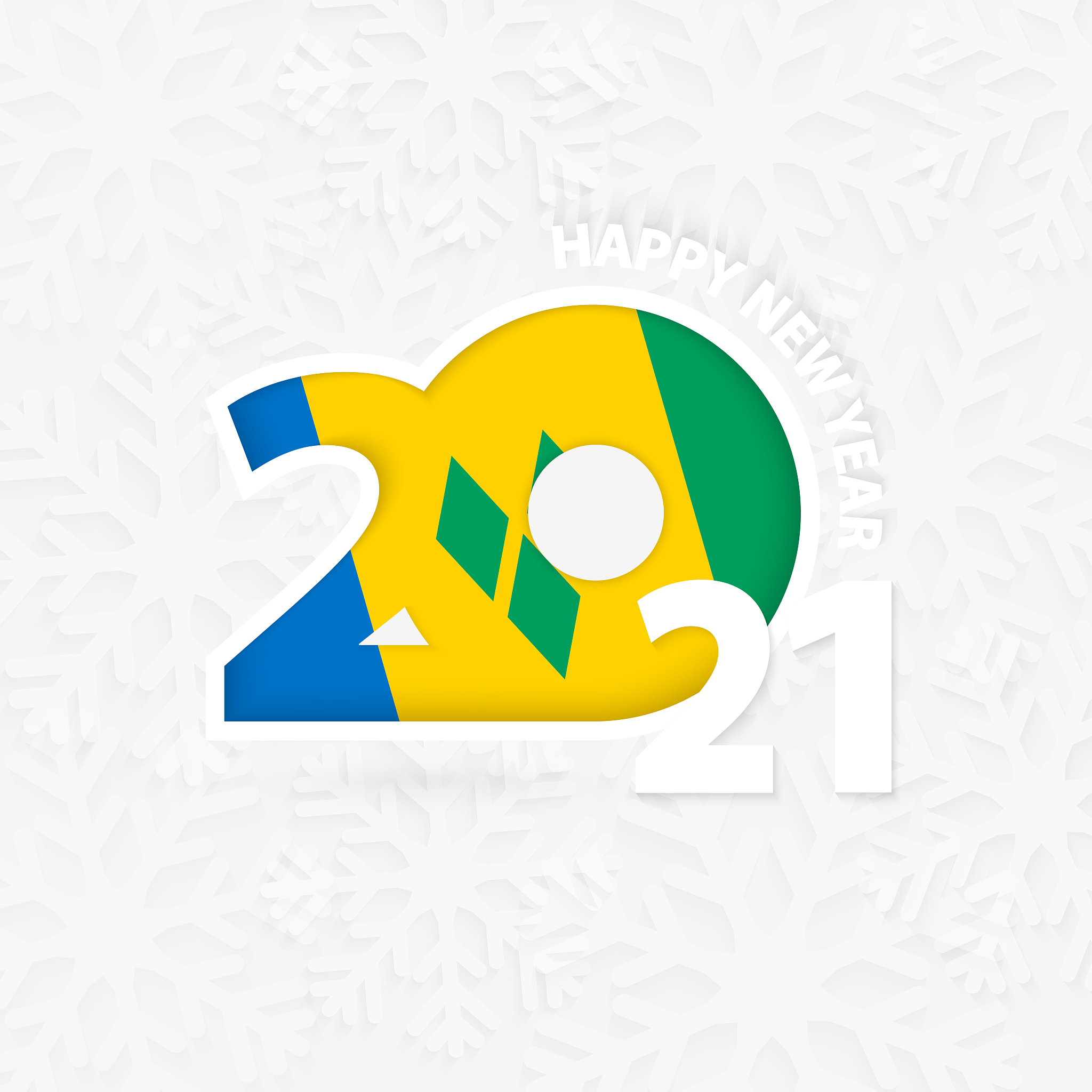 happy new year 2021 for saint vincent and the grenadines on snow