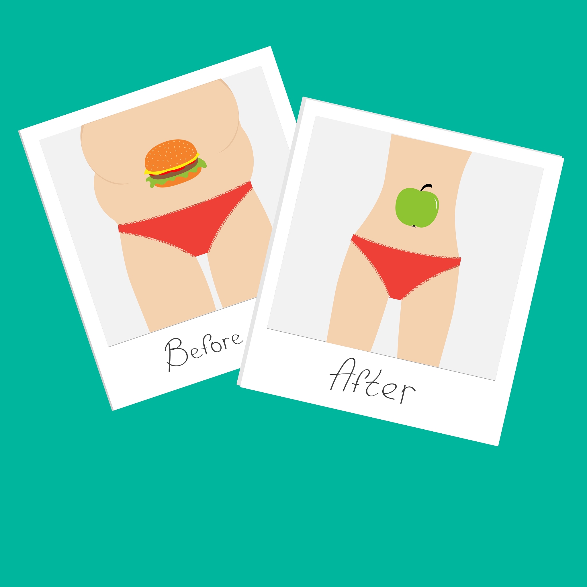 from fat to skinny woman healthy unhealthy food