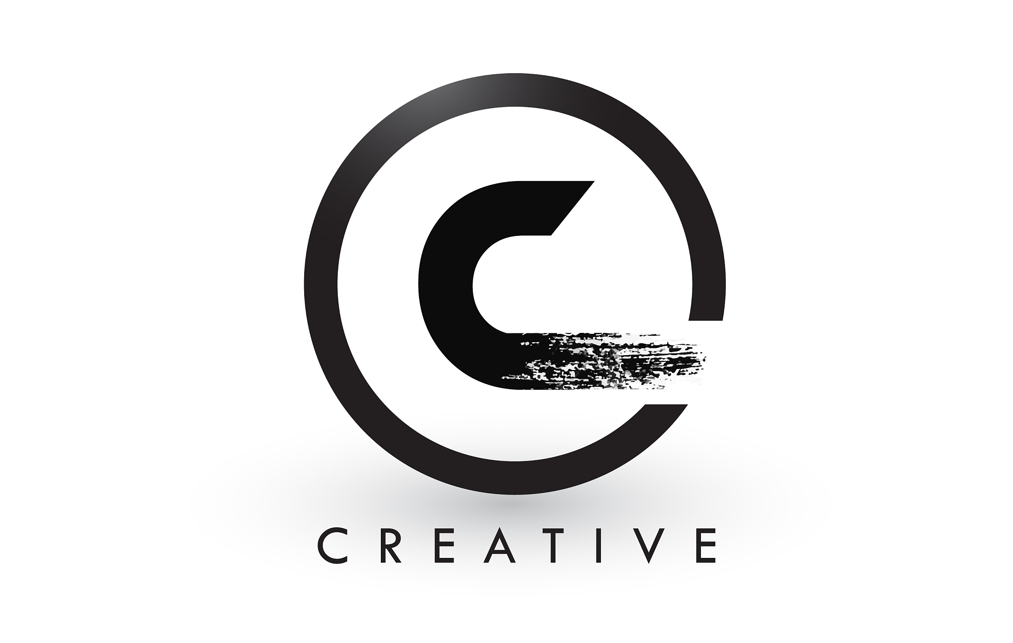 c brush letter logo design creative brushed
