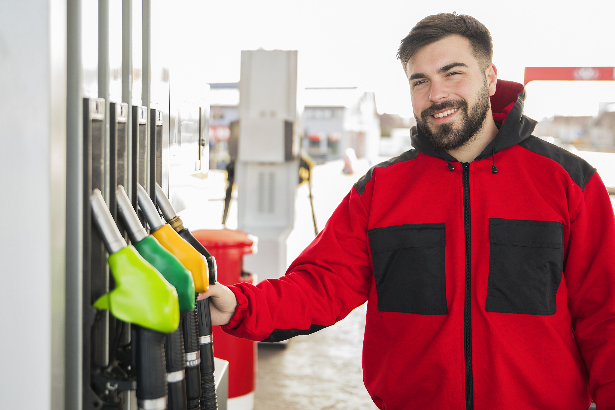 at petrol station