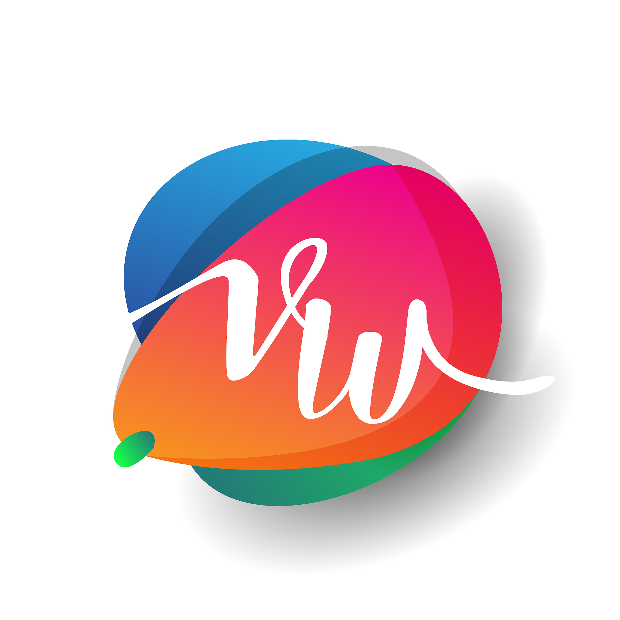 icon button with colorful splash and alphabet
