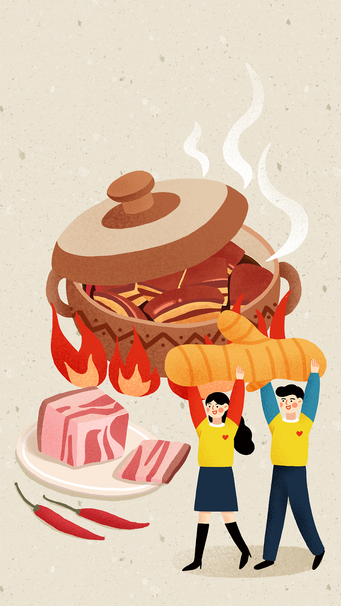 壁纸,年<strong>俗</strong>,伴侣,腊月二十六,柔和色,垂直画幅,生姜,可爱的,春节,食品