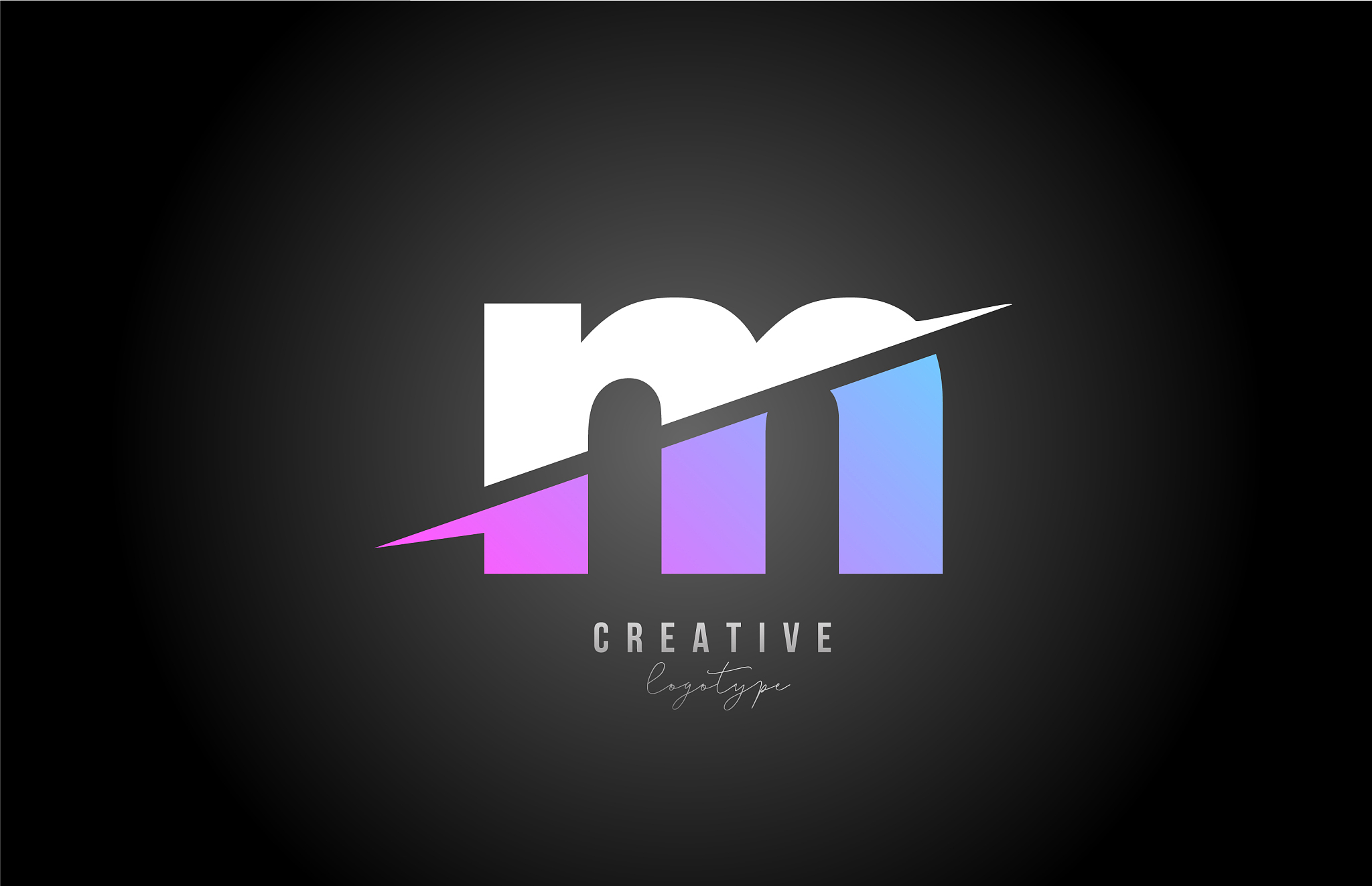 m alphabet letter logo icon design in pink white