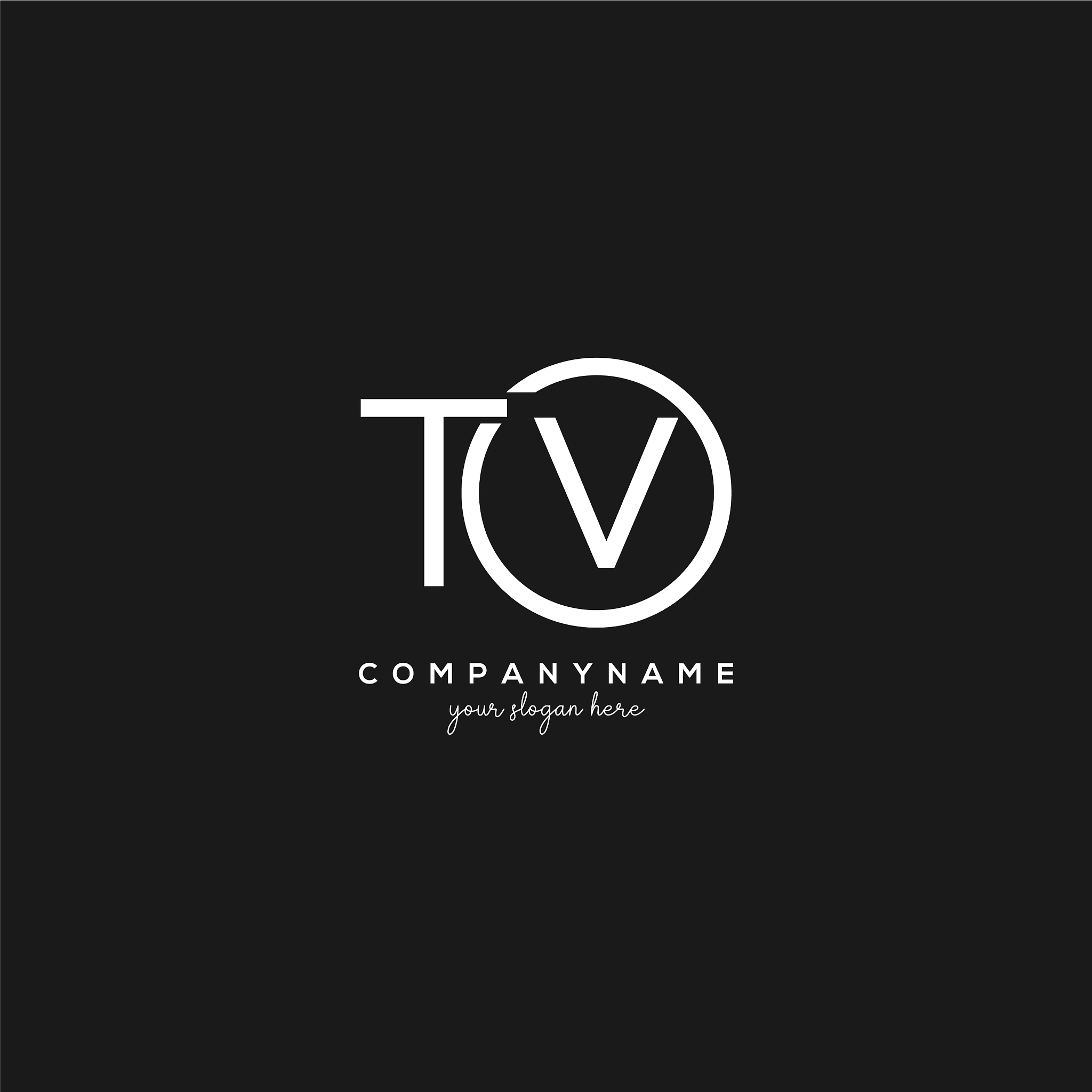 initial tv letter logo with circle template