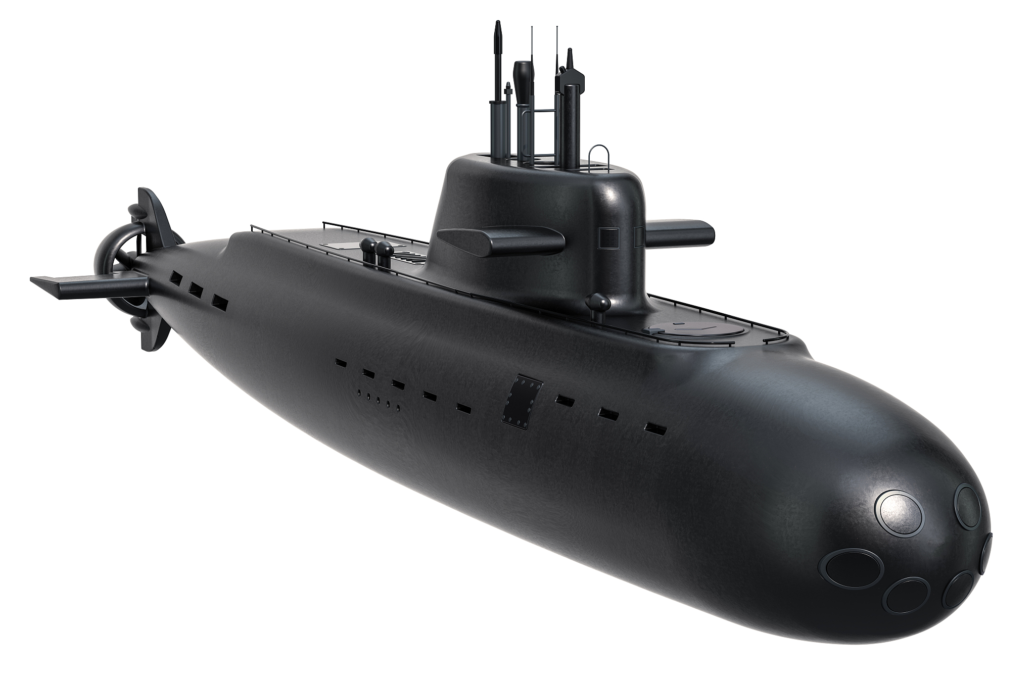 submarine, 3d rendering isolated on white background