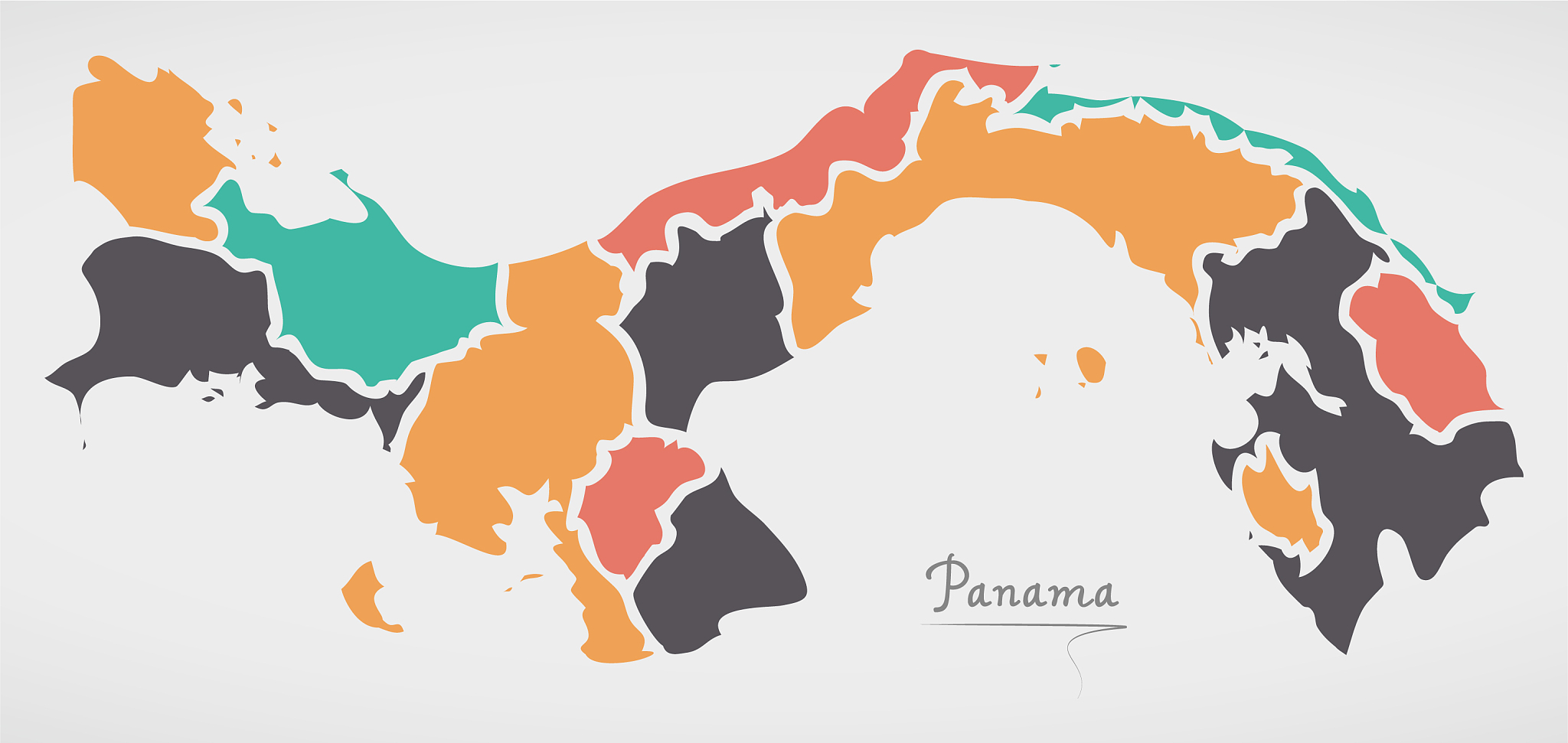 panama map with states and modern round shapes