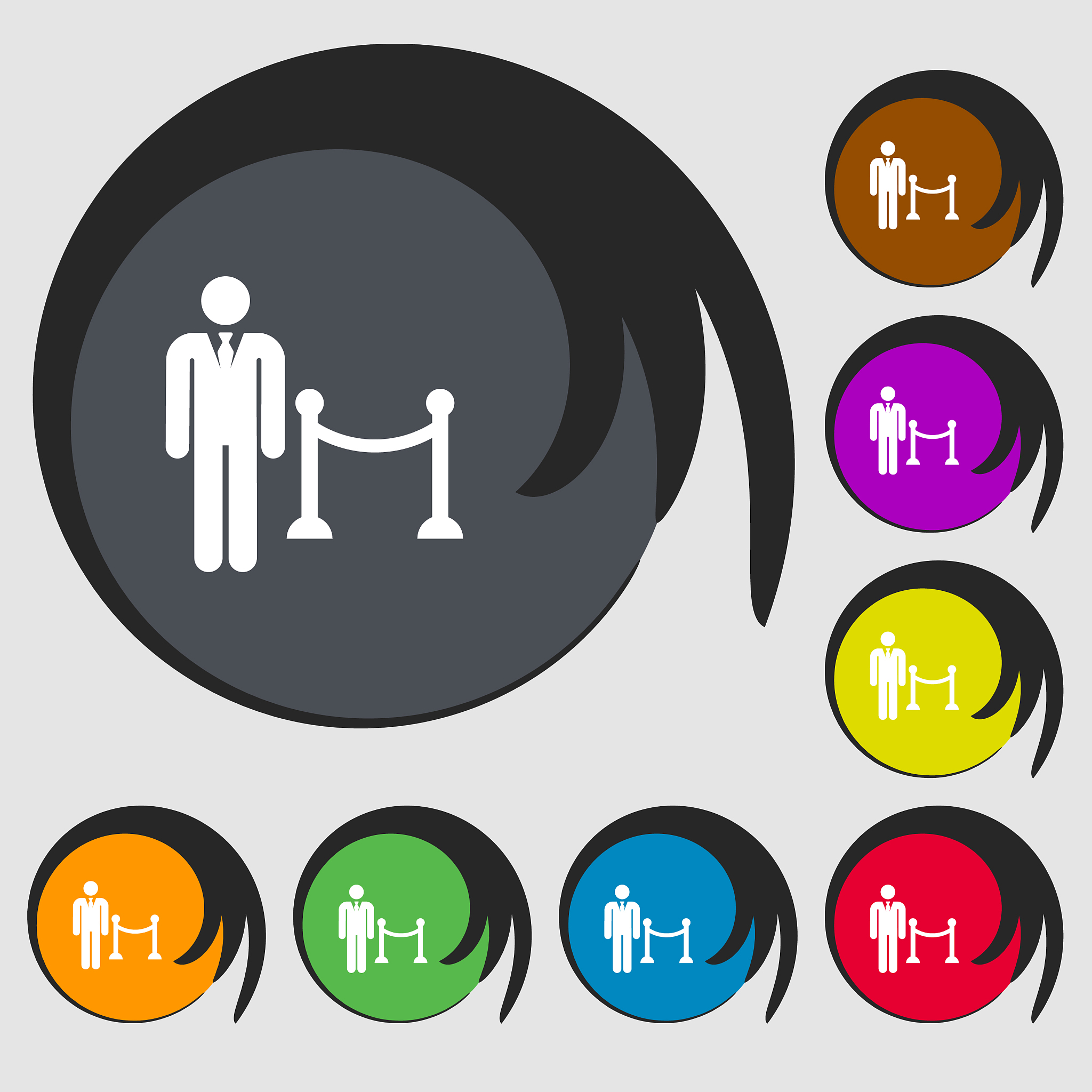 colorful icons and signs in the form of a button
