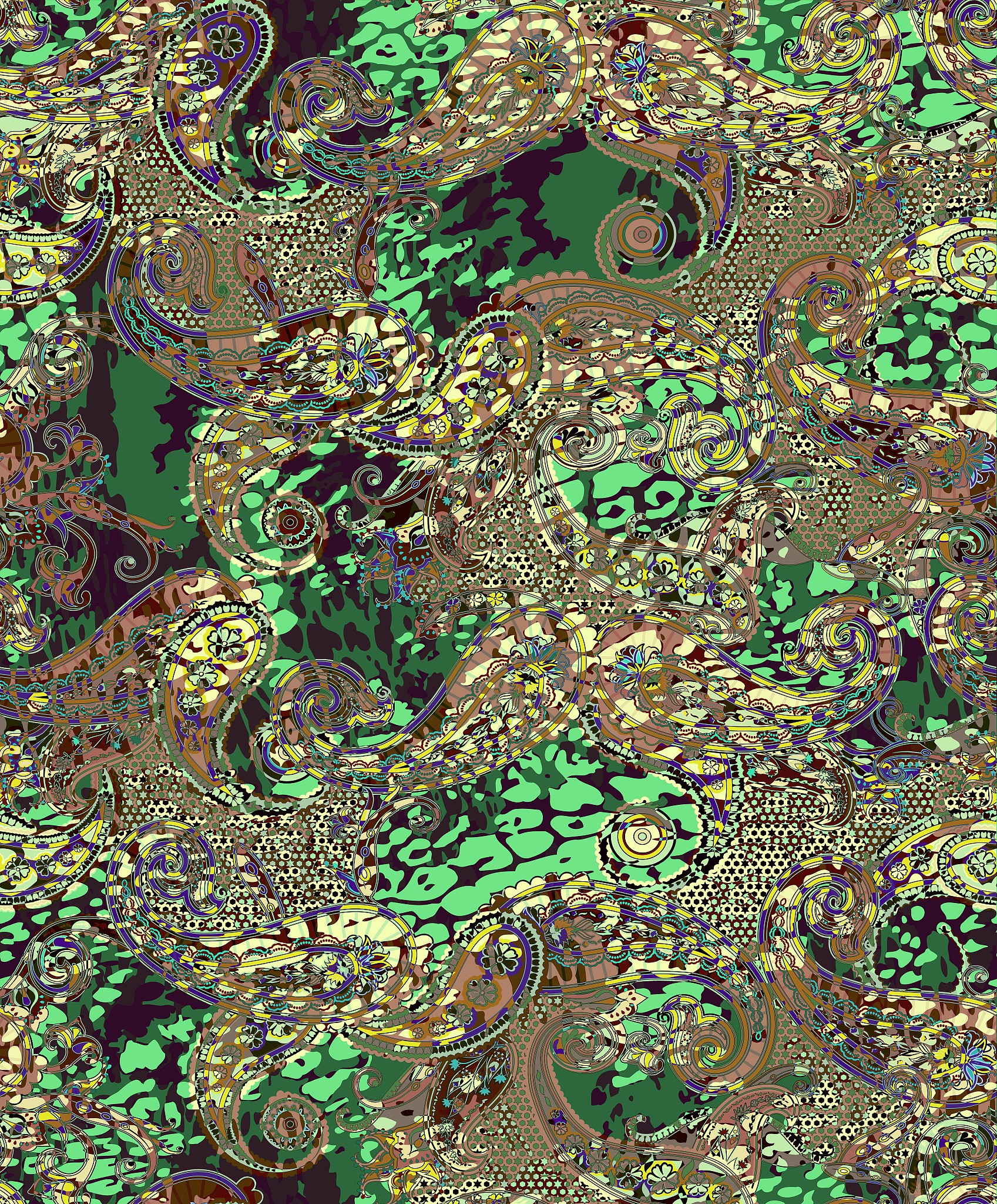 fashionable animal skin with paisley elements  seamless pattern.